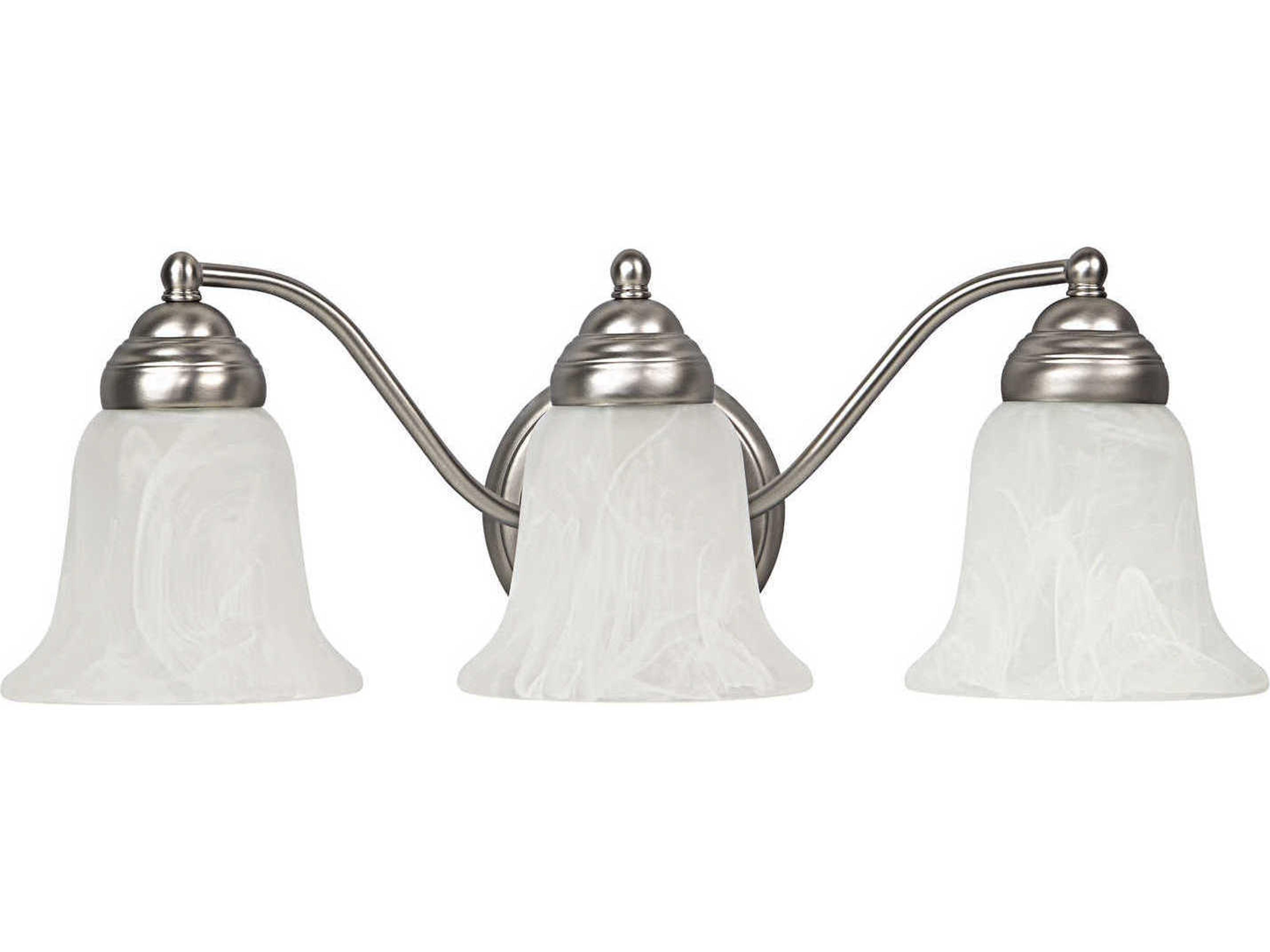 3-Light Matte Nickel Glass Vanity Light