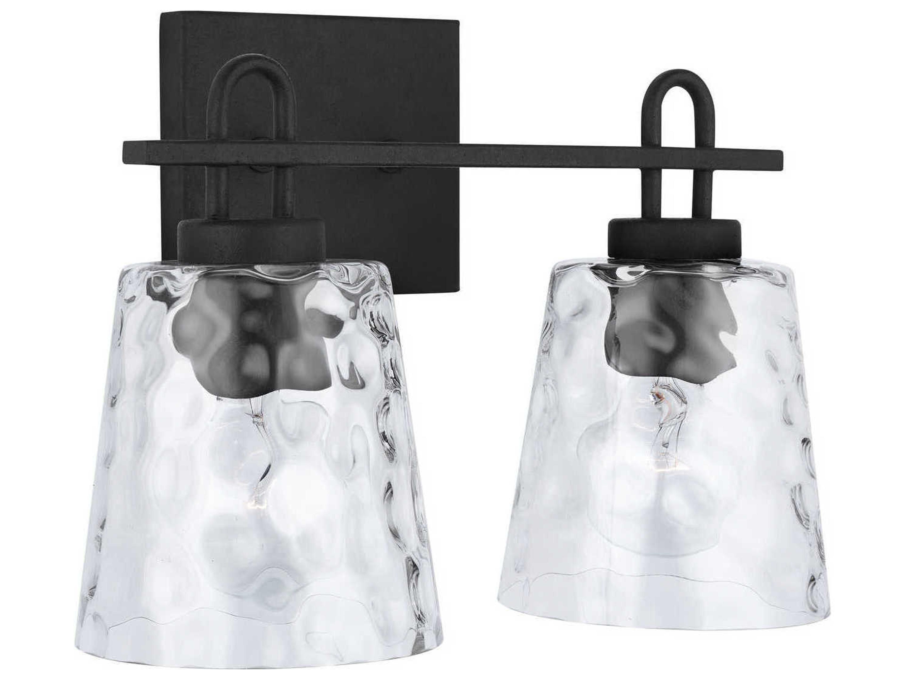 Capital Lighting 2-Light Black Iron Glass Vanity Light