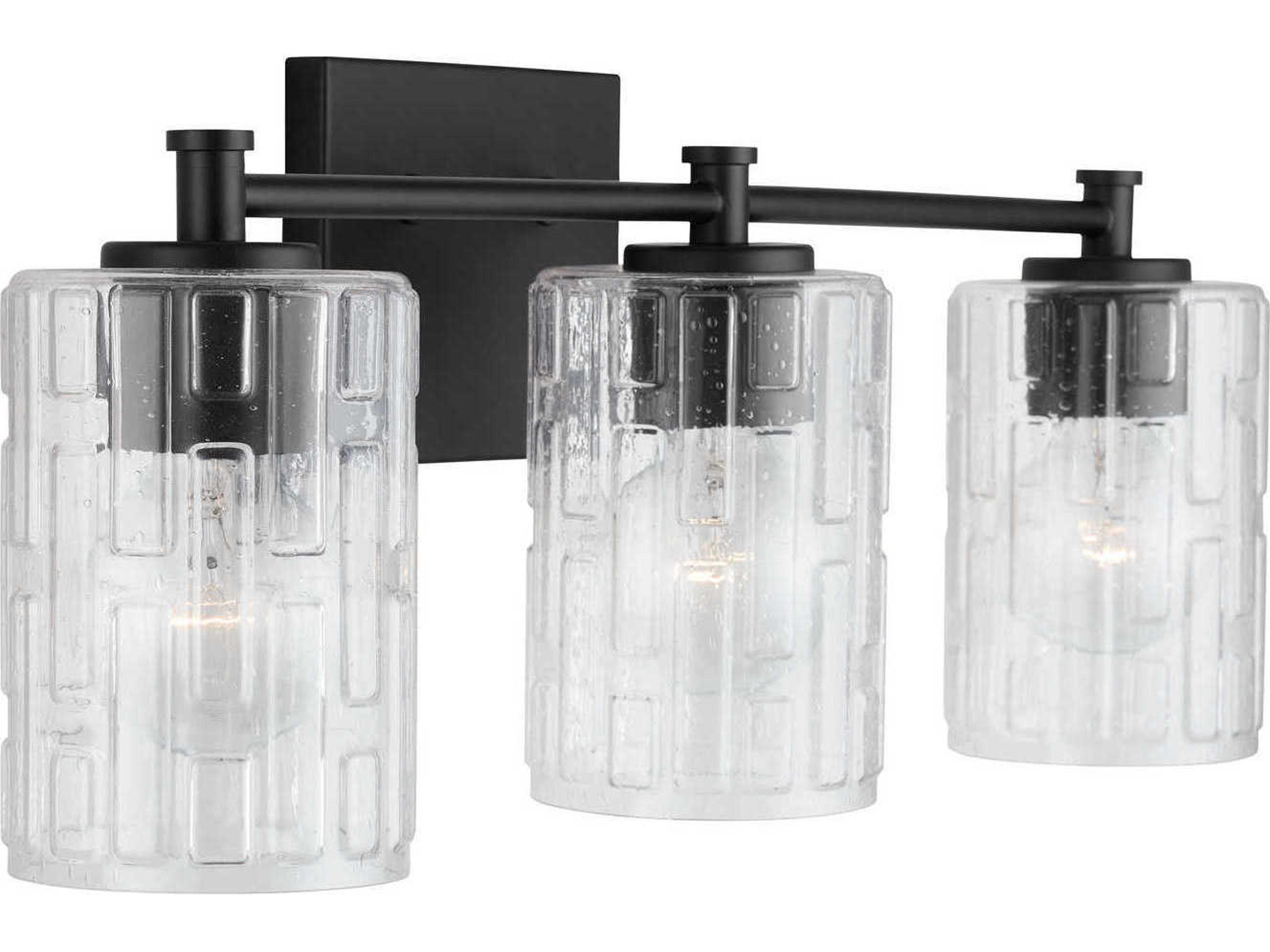 Emerson 3-Light Matte Black Glass Vanity Light