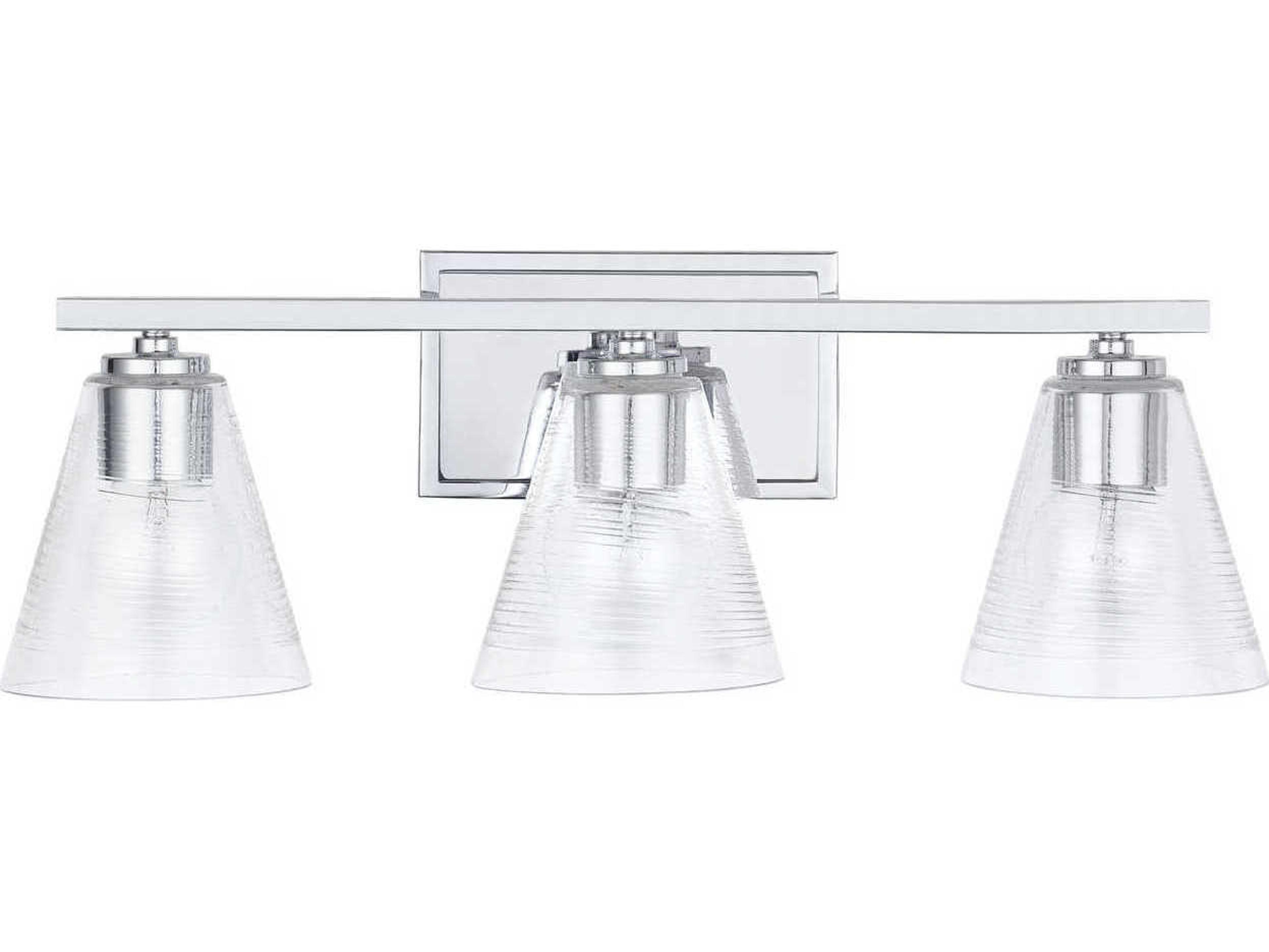 3-Light Chrome Glass Vanity Light