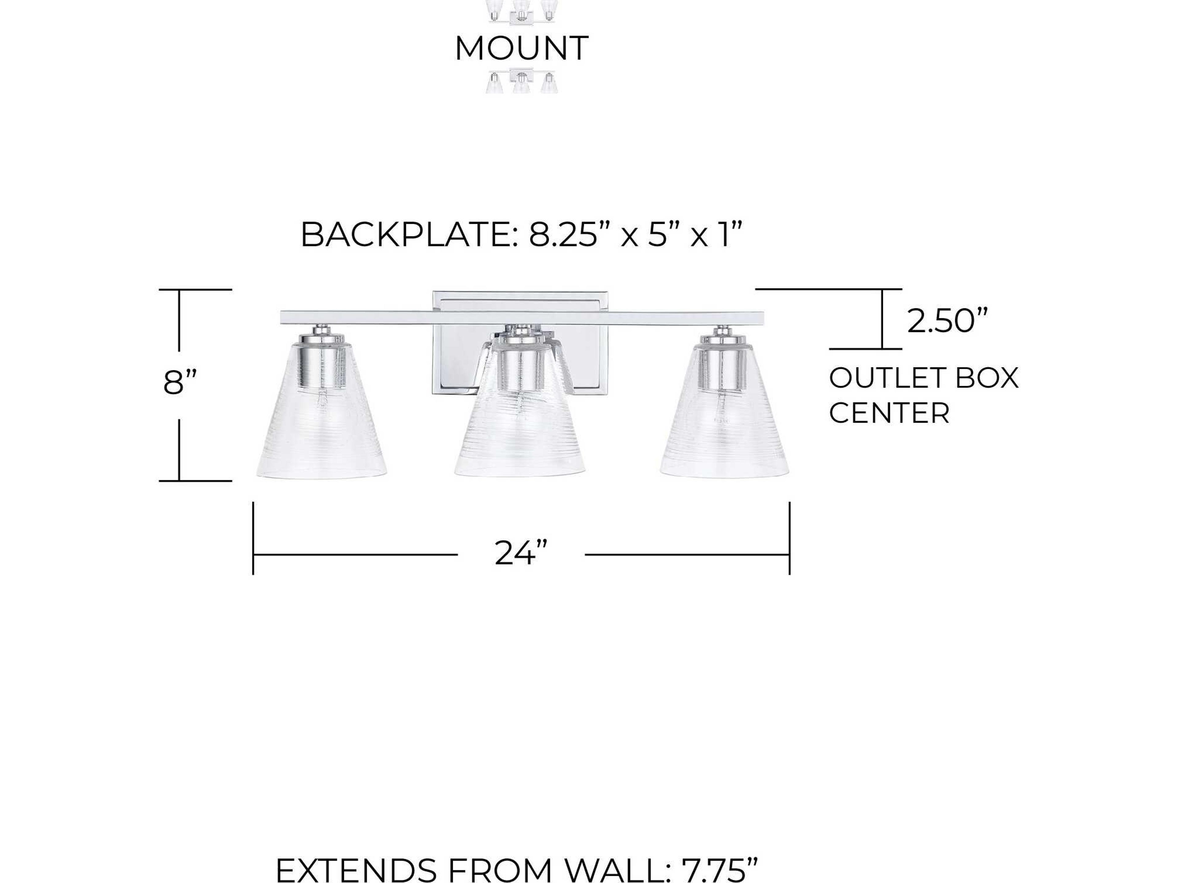Capital Lighting 3-Light Chrome Glass Vanity Light