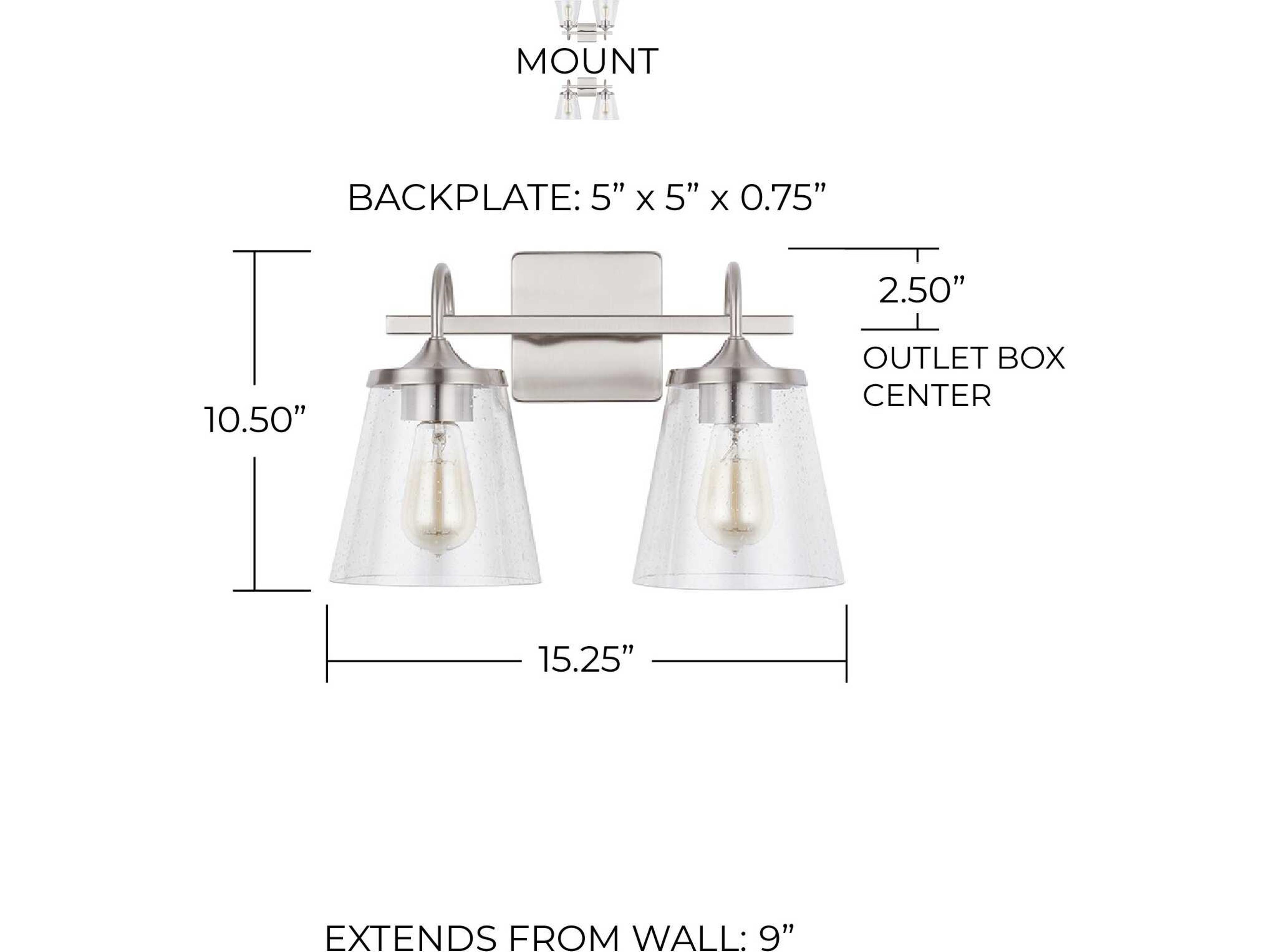 Capital Lighting 2-Light Brushed Nickel Glass Vanity Light