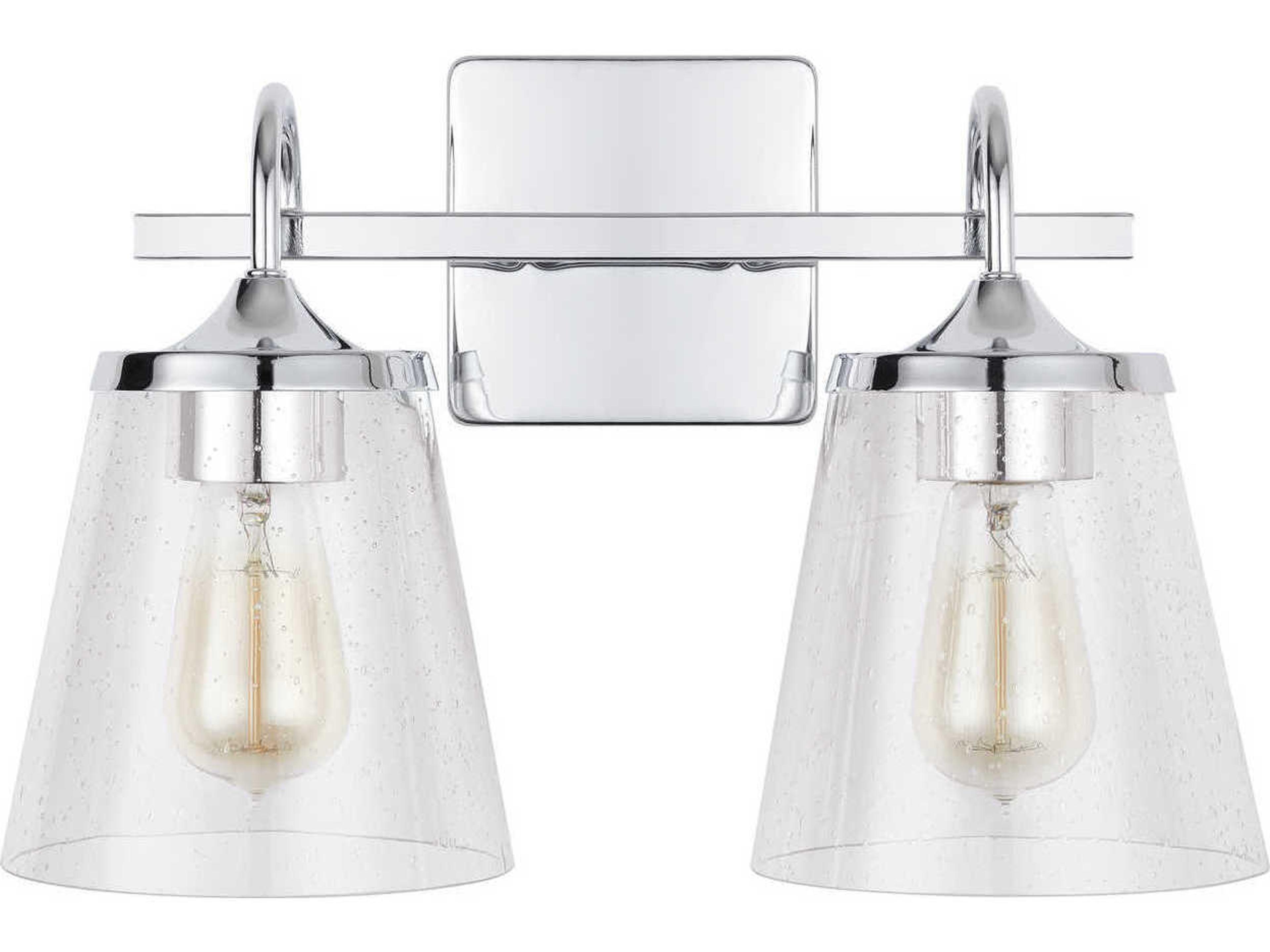2-Light Chrome Glass Vanity Light