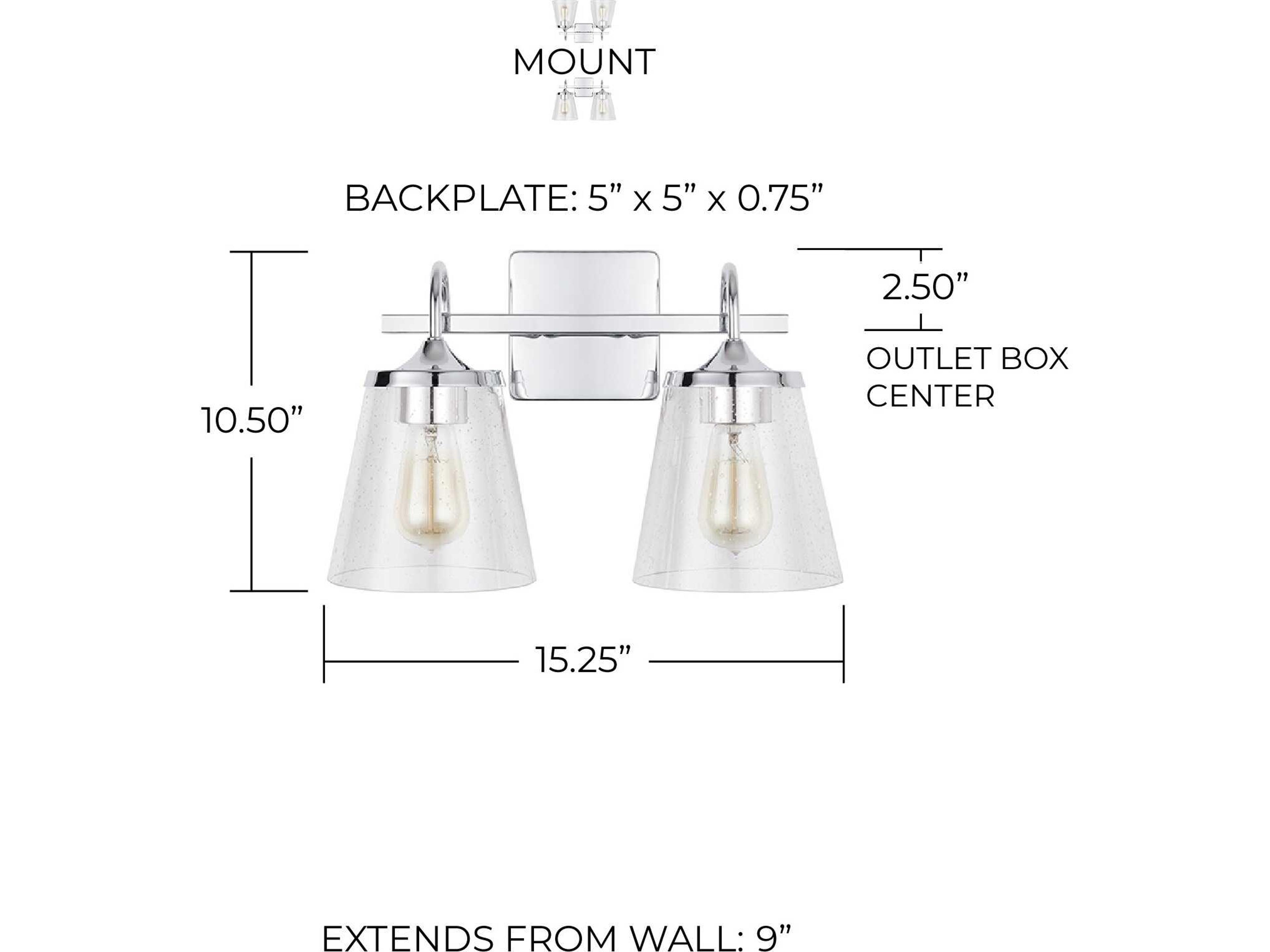 Capital Lighting 2-Light Chrome Glass Vanity Light