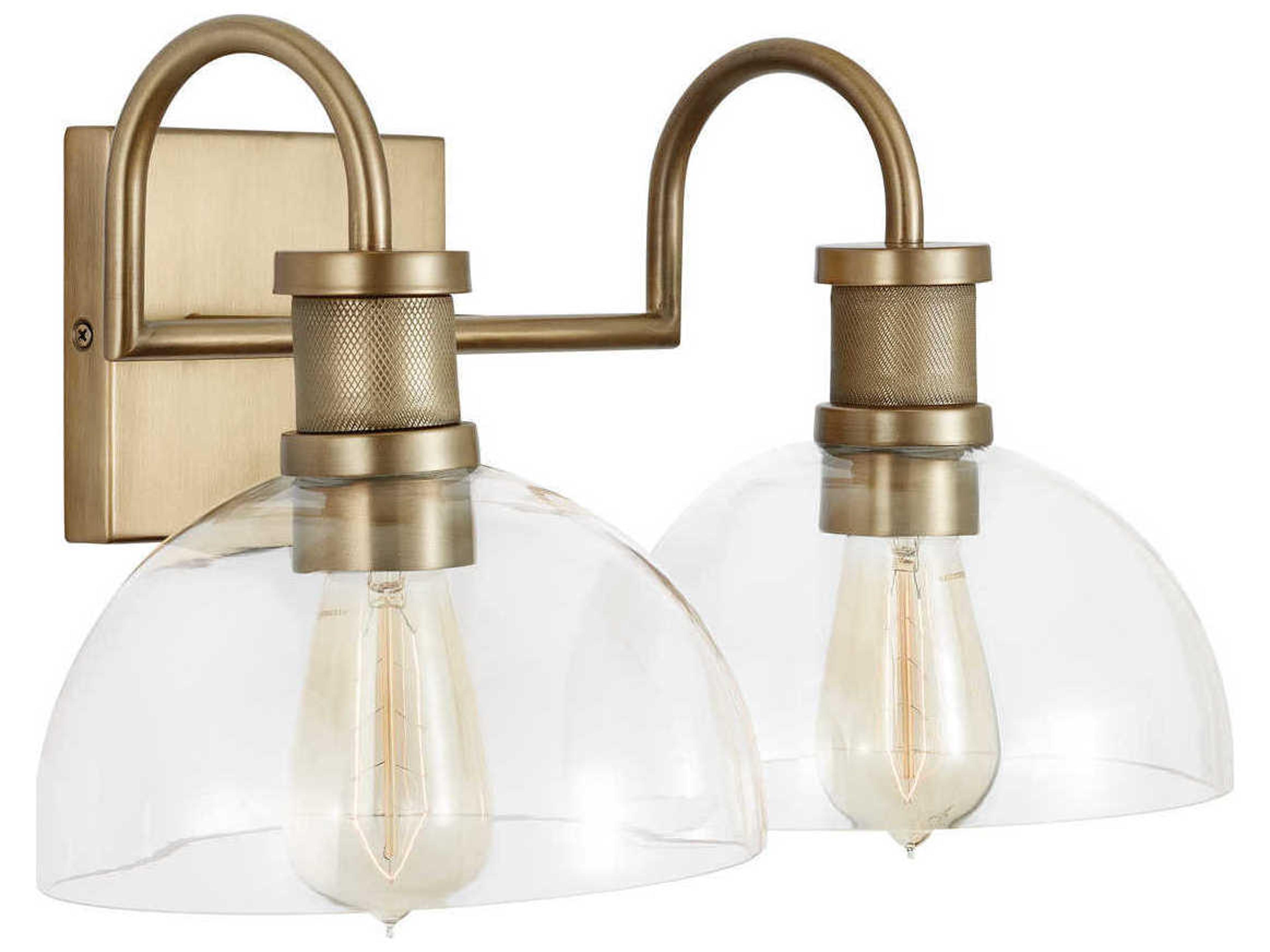 Capital Lighting 2-Light Aged Brass Glass Vanity Light