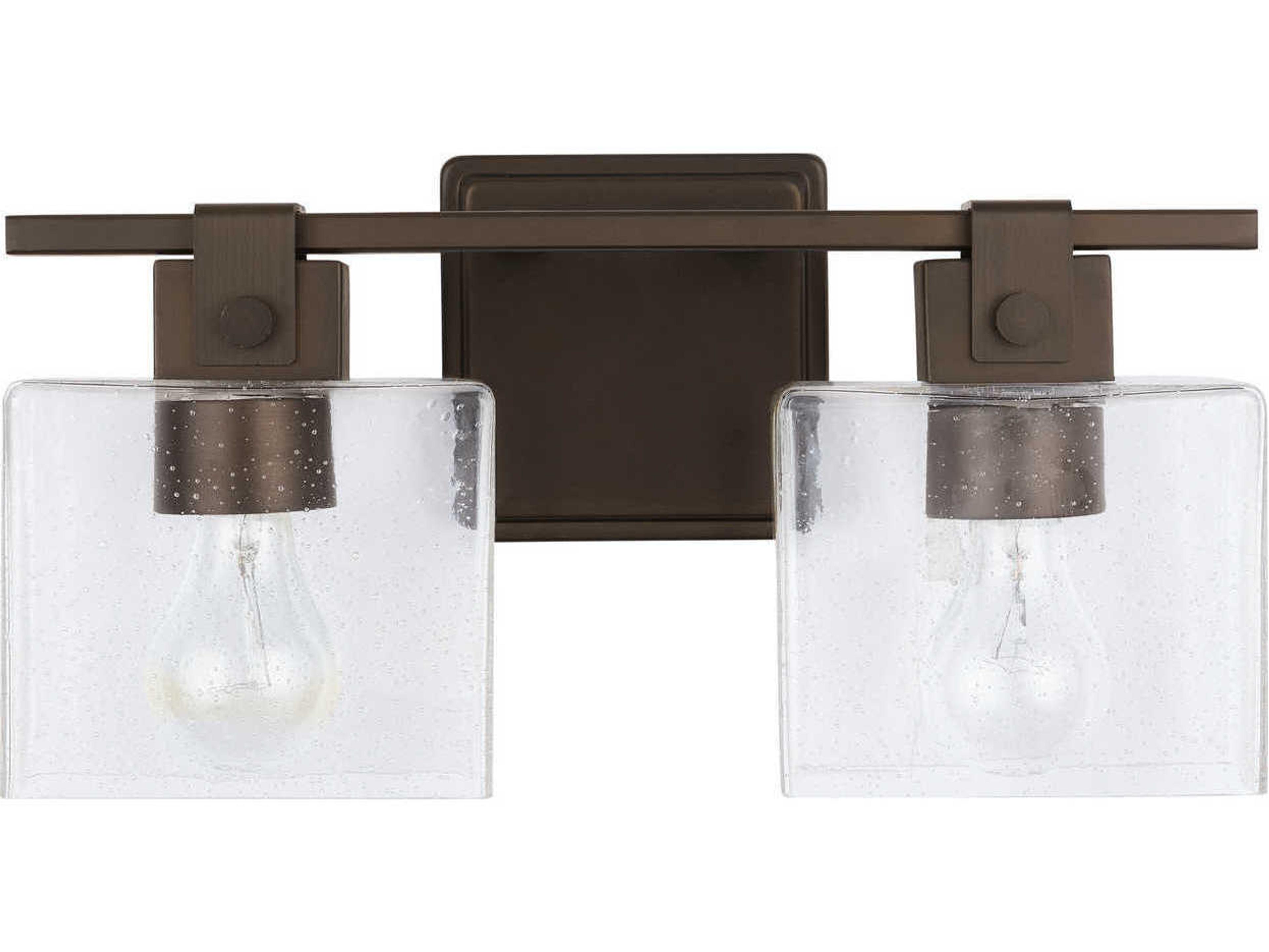 2-Light Oil Rubbed Bronze Glass Vanity Light