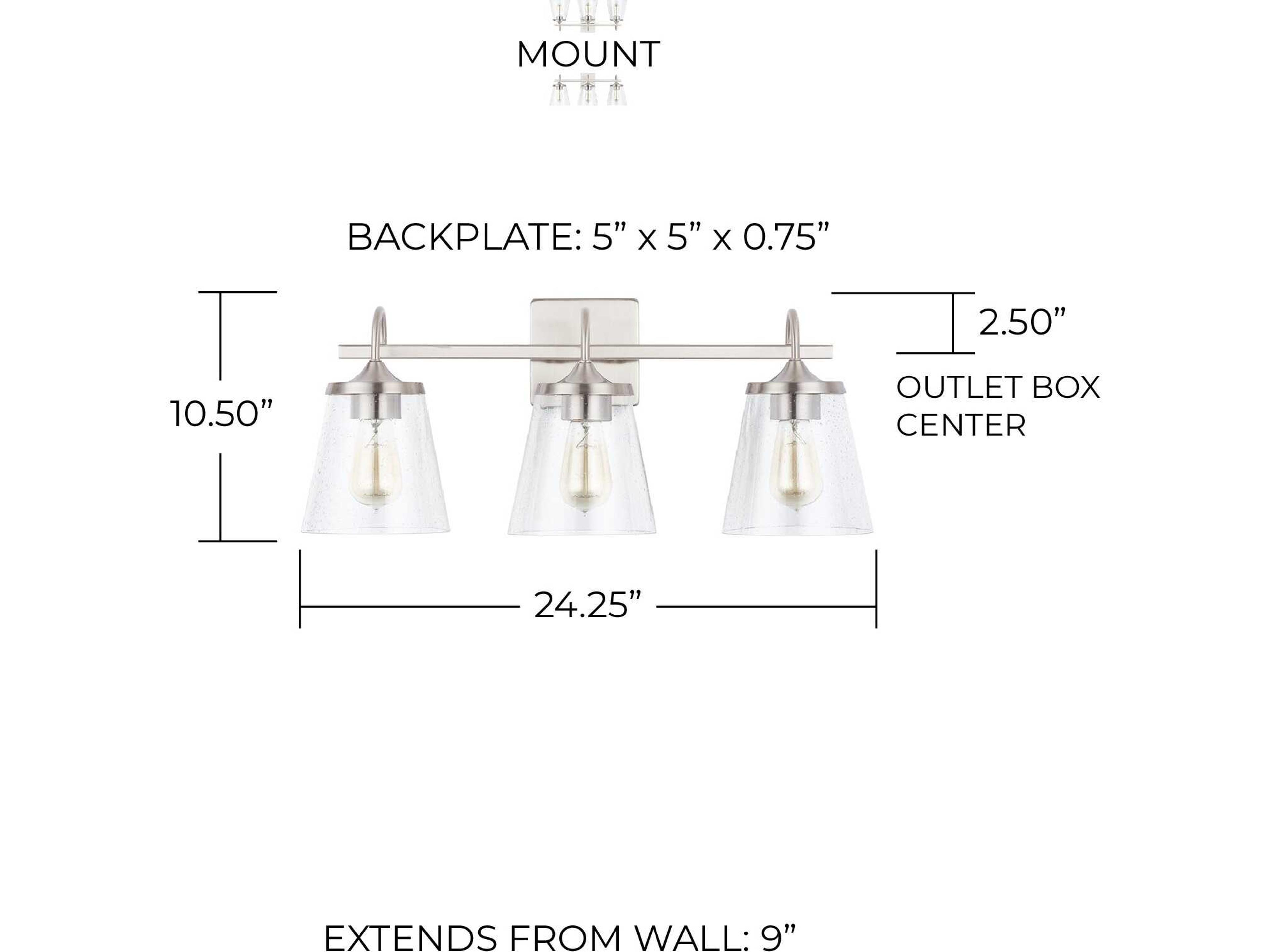 Capital Lighting 3-Light Brushed Nickel Glass Vanity Light