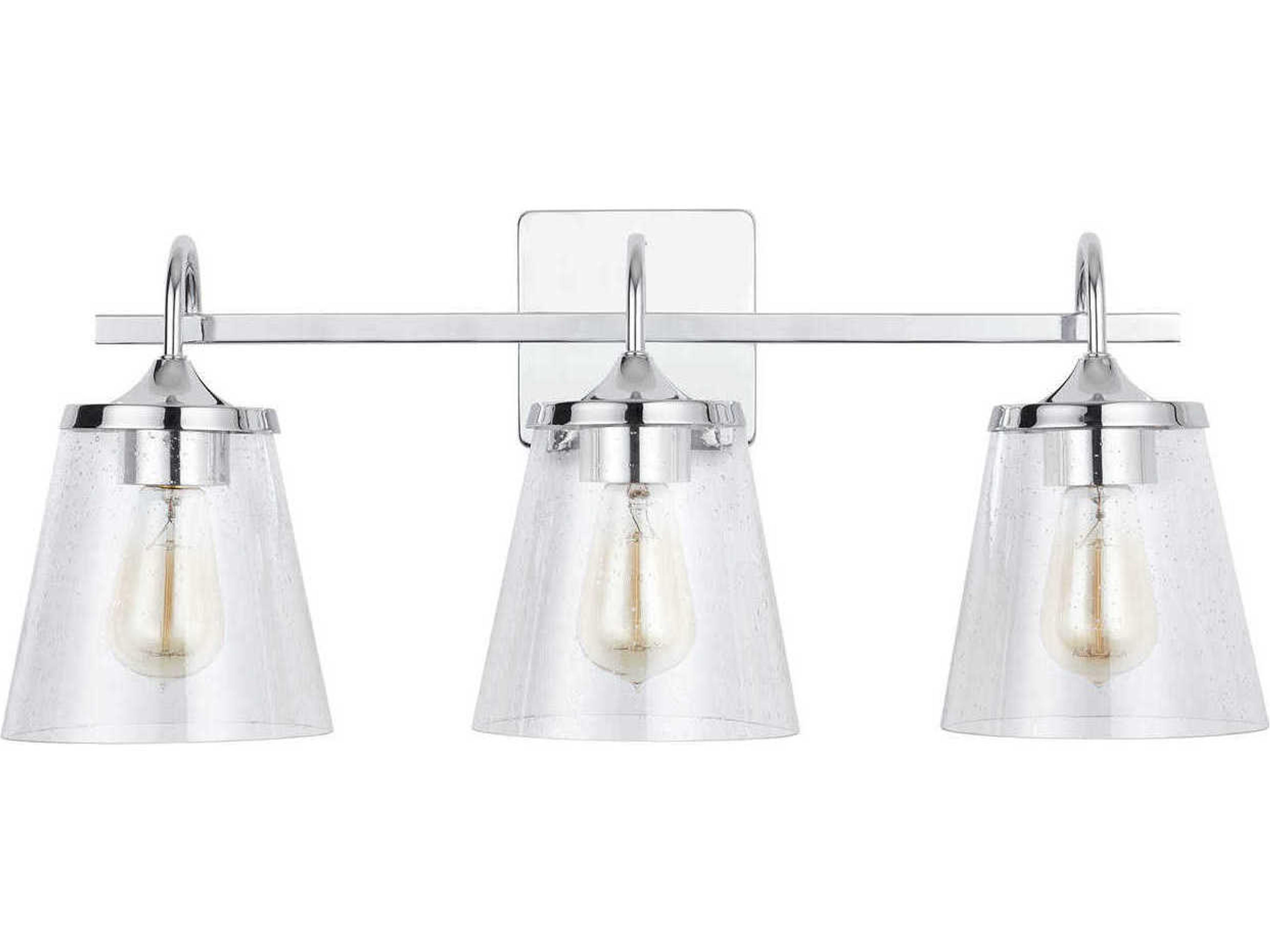 3-Light Chrome Glass Vanity Light