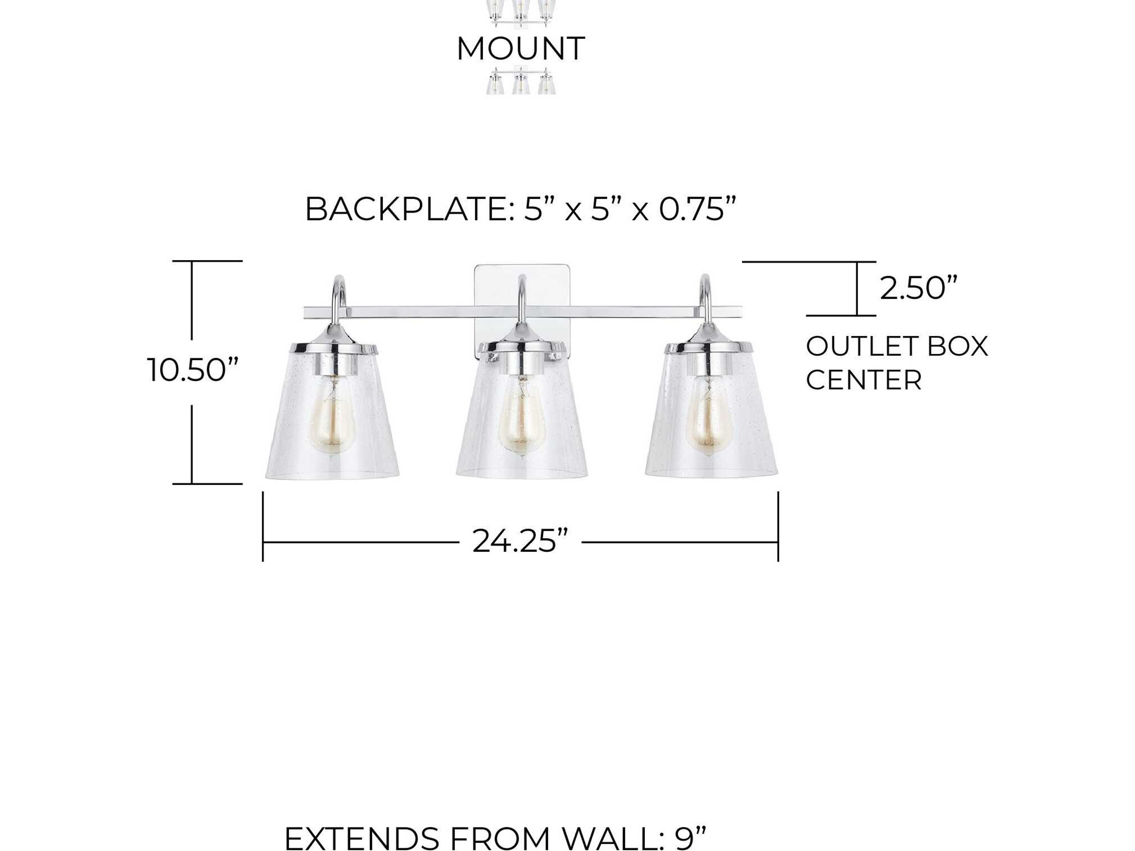 Capital Lighting 3-Light Chrome Glass Vanity Light