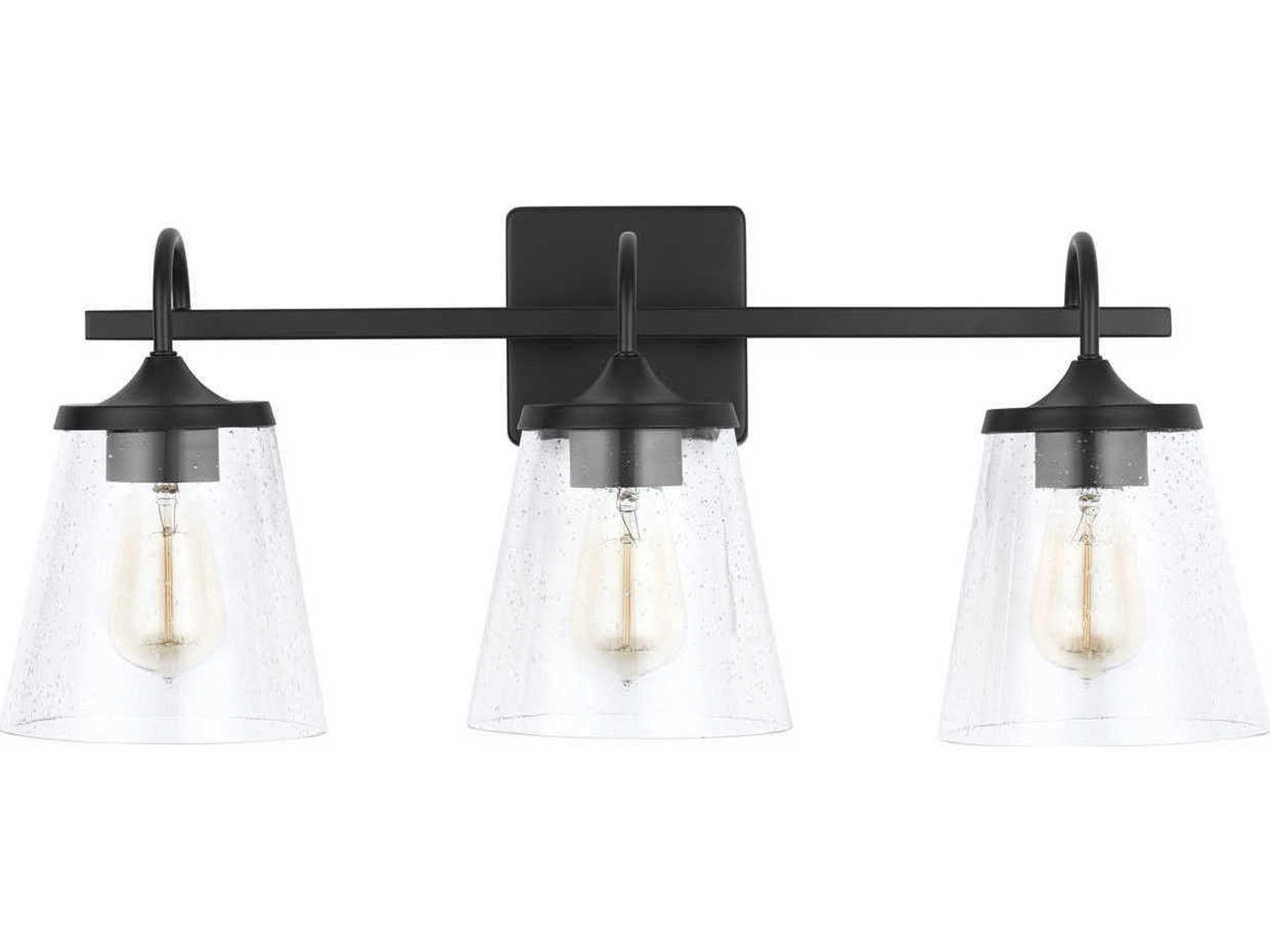 Capital Lighting 3-Light Matte Black Glass Vanity Light