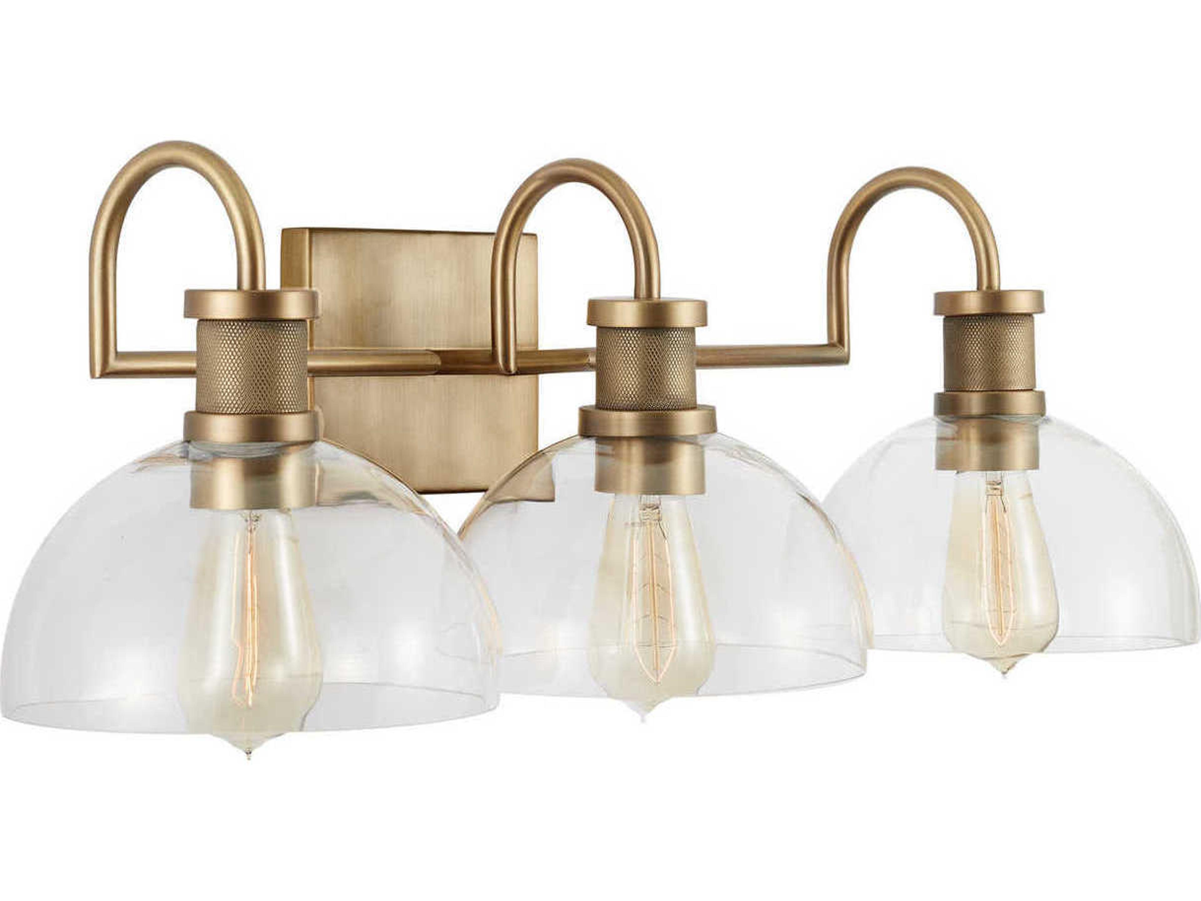 Capital Lighting 3-Light Aged Brass Glass Vanity Light