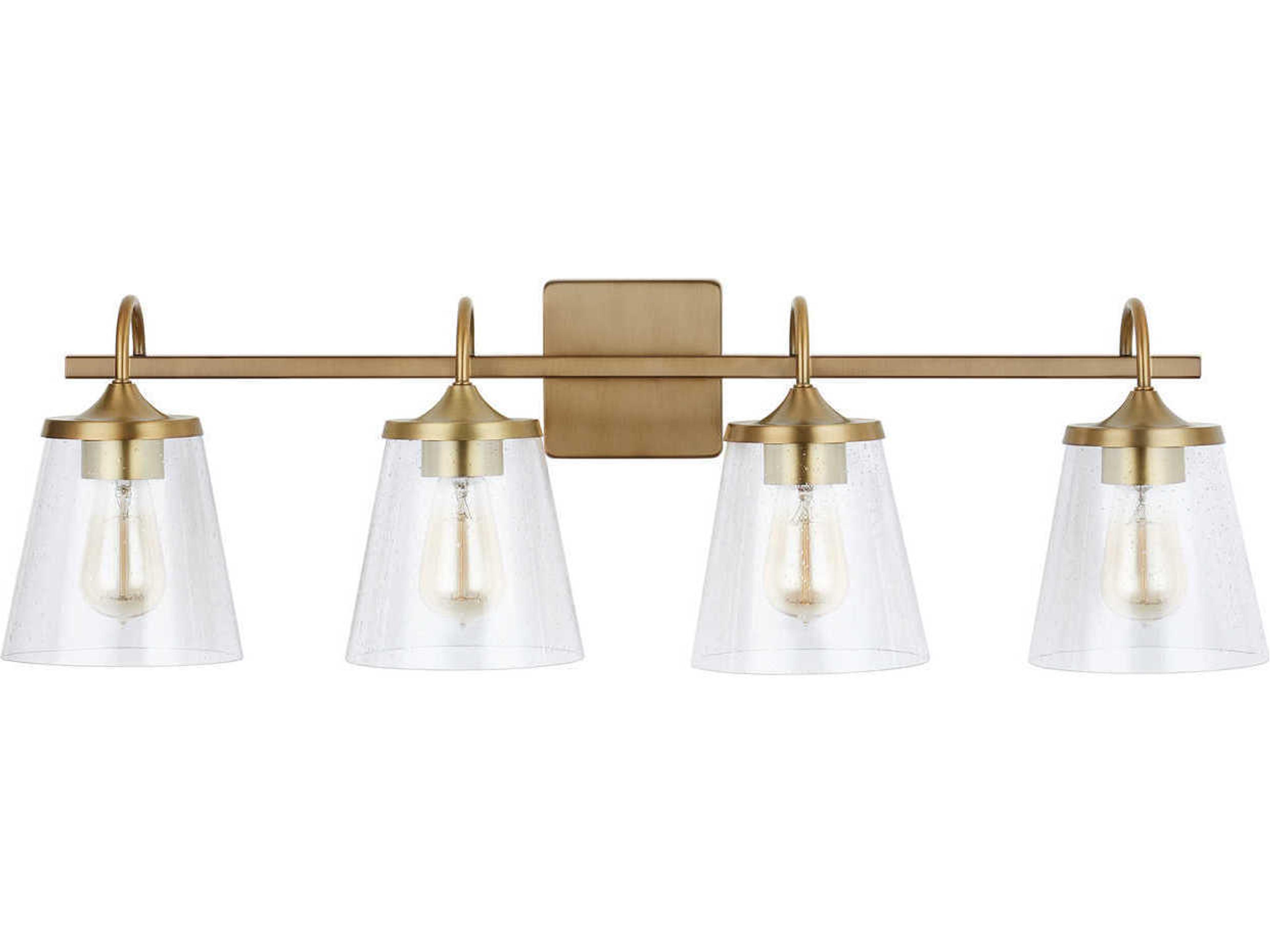 Capital Lighting 4-Light Aged Brass Glass Vanity Light