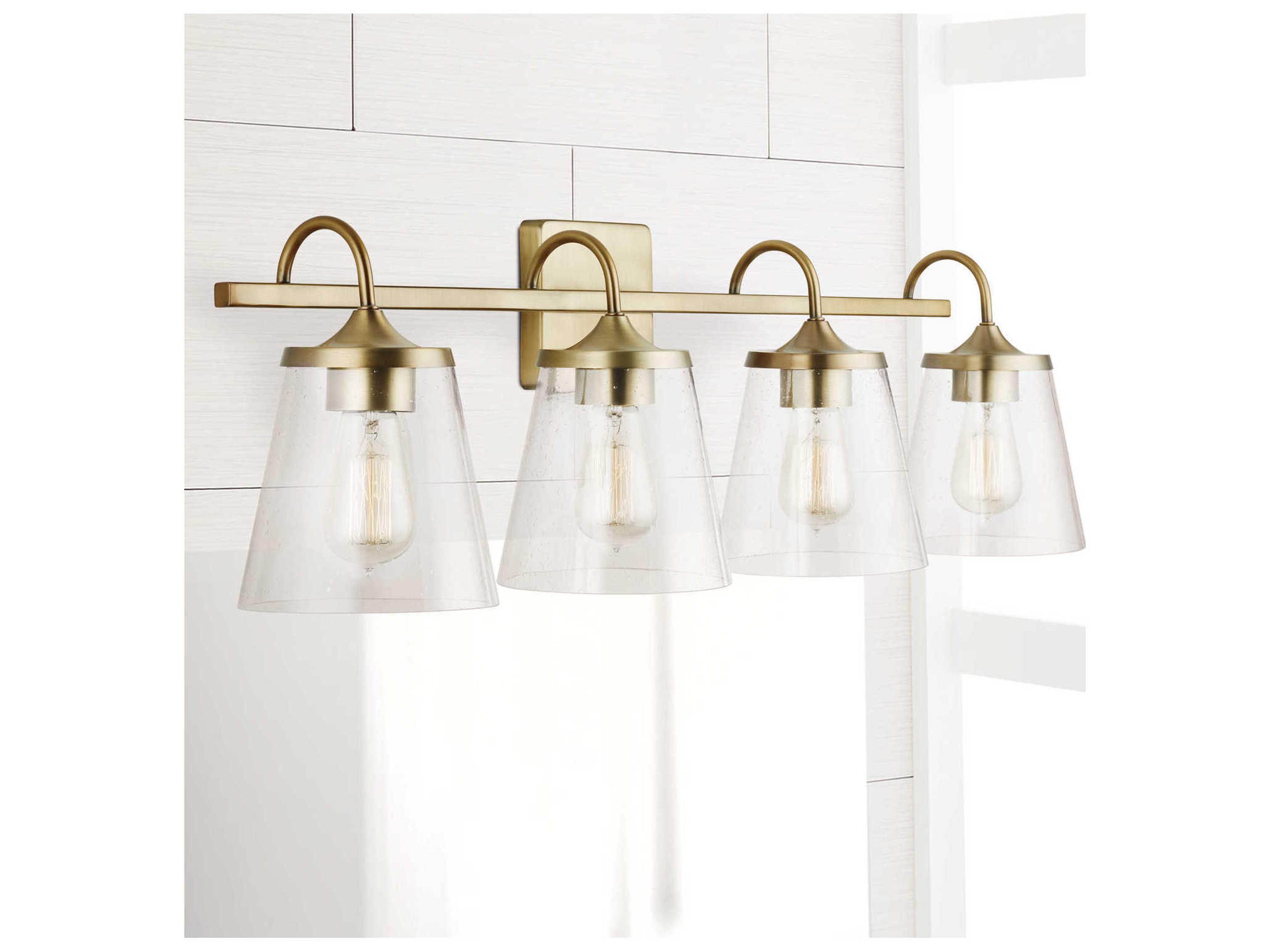 Capital Lighting 4-Light Aged Brass Glass Vanity Light
