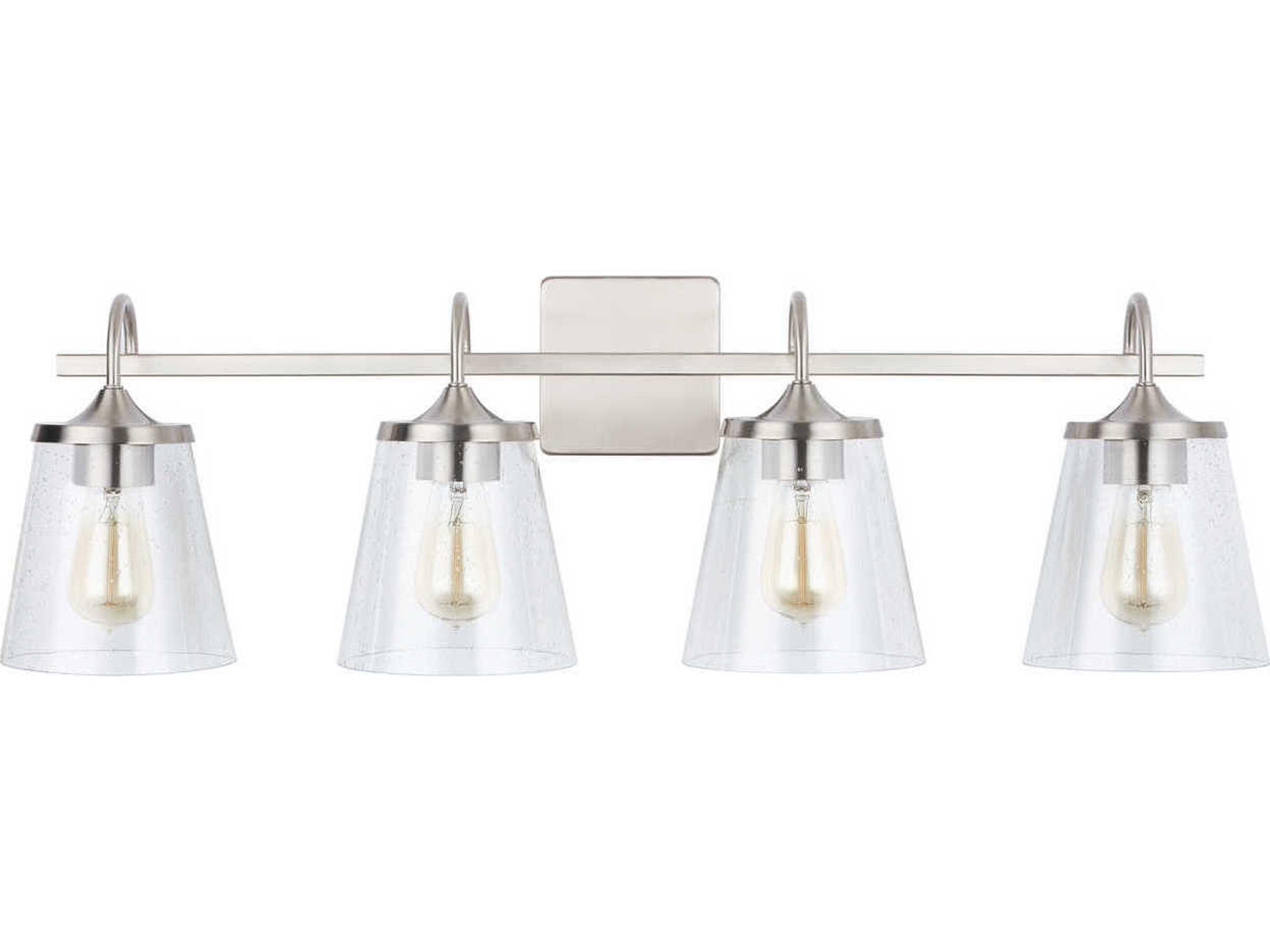 4-Light Brushed Nickel Glass Vanity Light