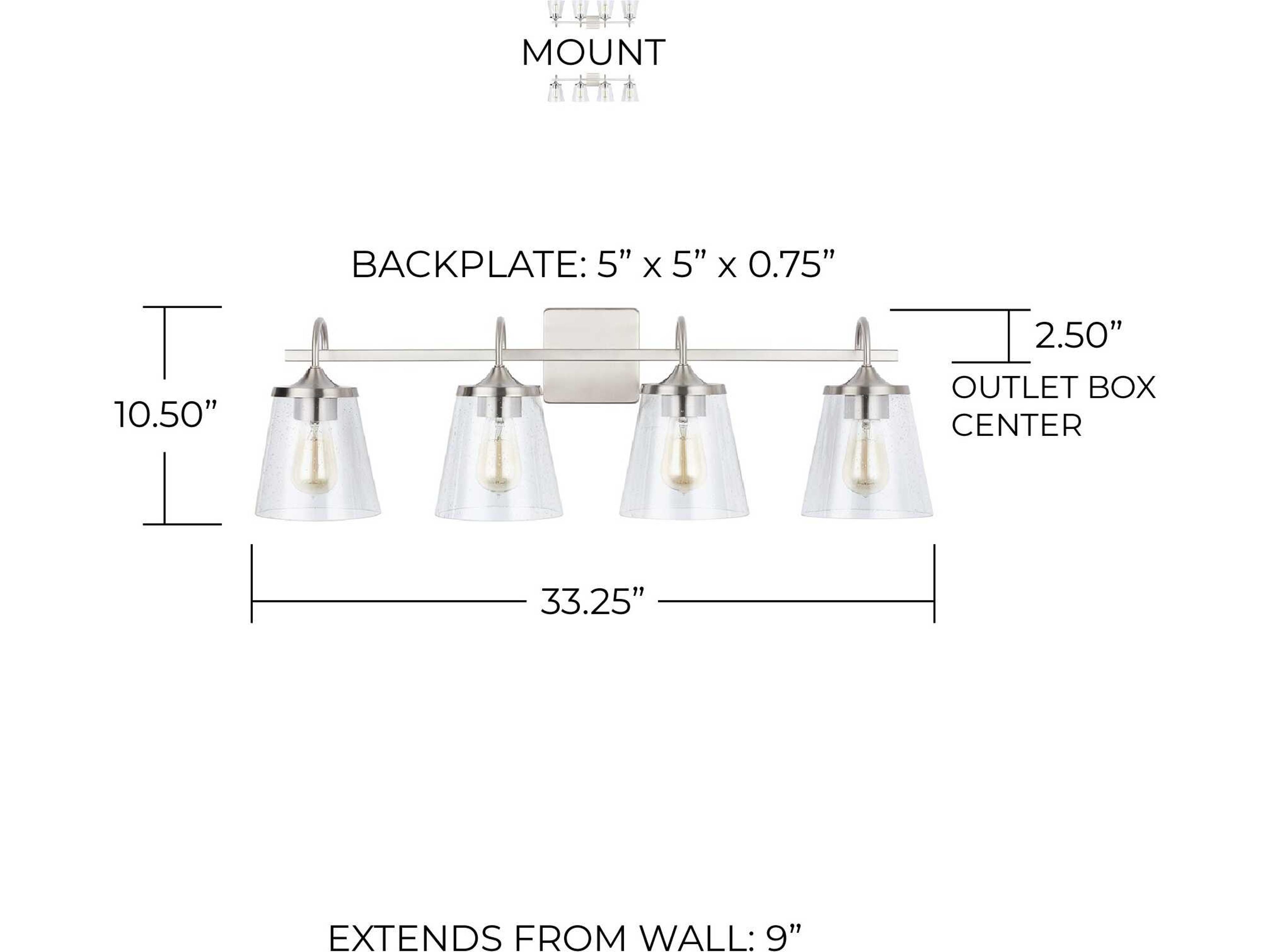Capital Lighting 4-Light Brushed Nickel Glass Vanity Light