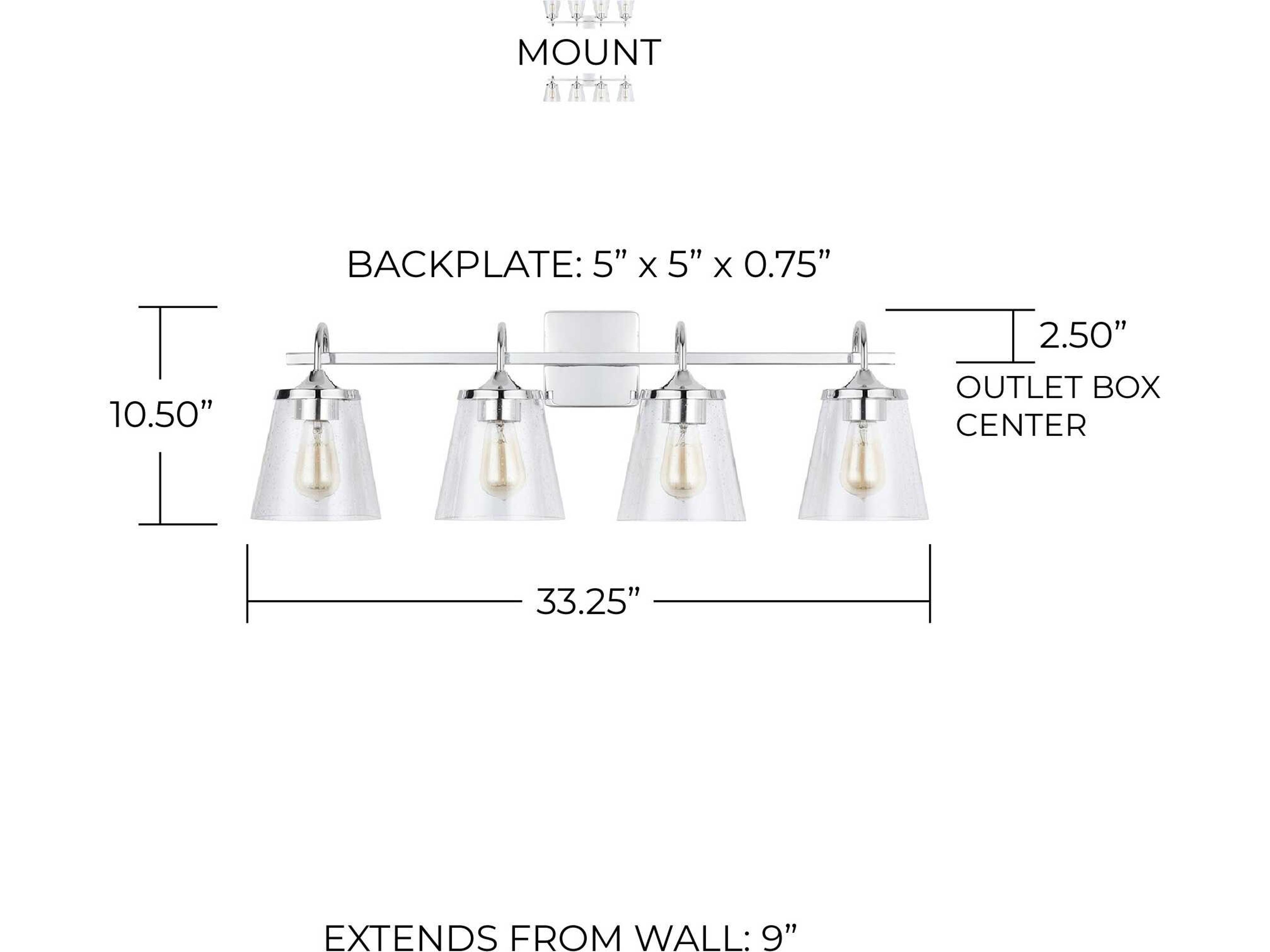 Capital Lighting 4-Light Chrome Glass Vanity Light