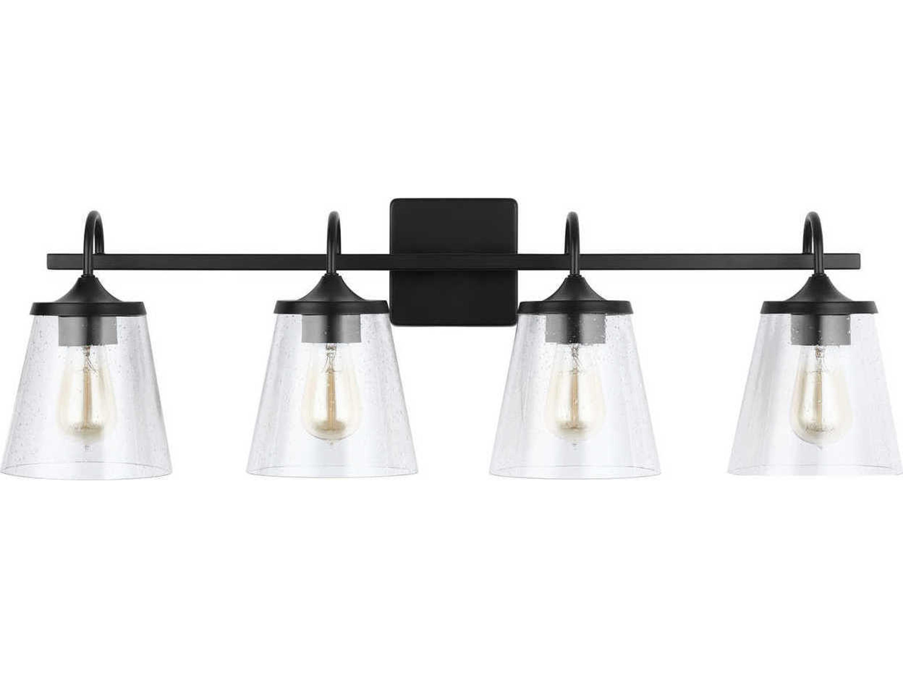 Capital Lighting 4-Light Matte Black Glass Vanity Light