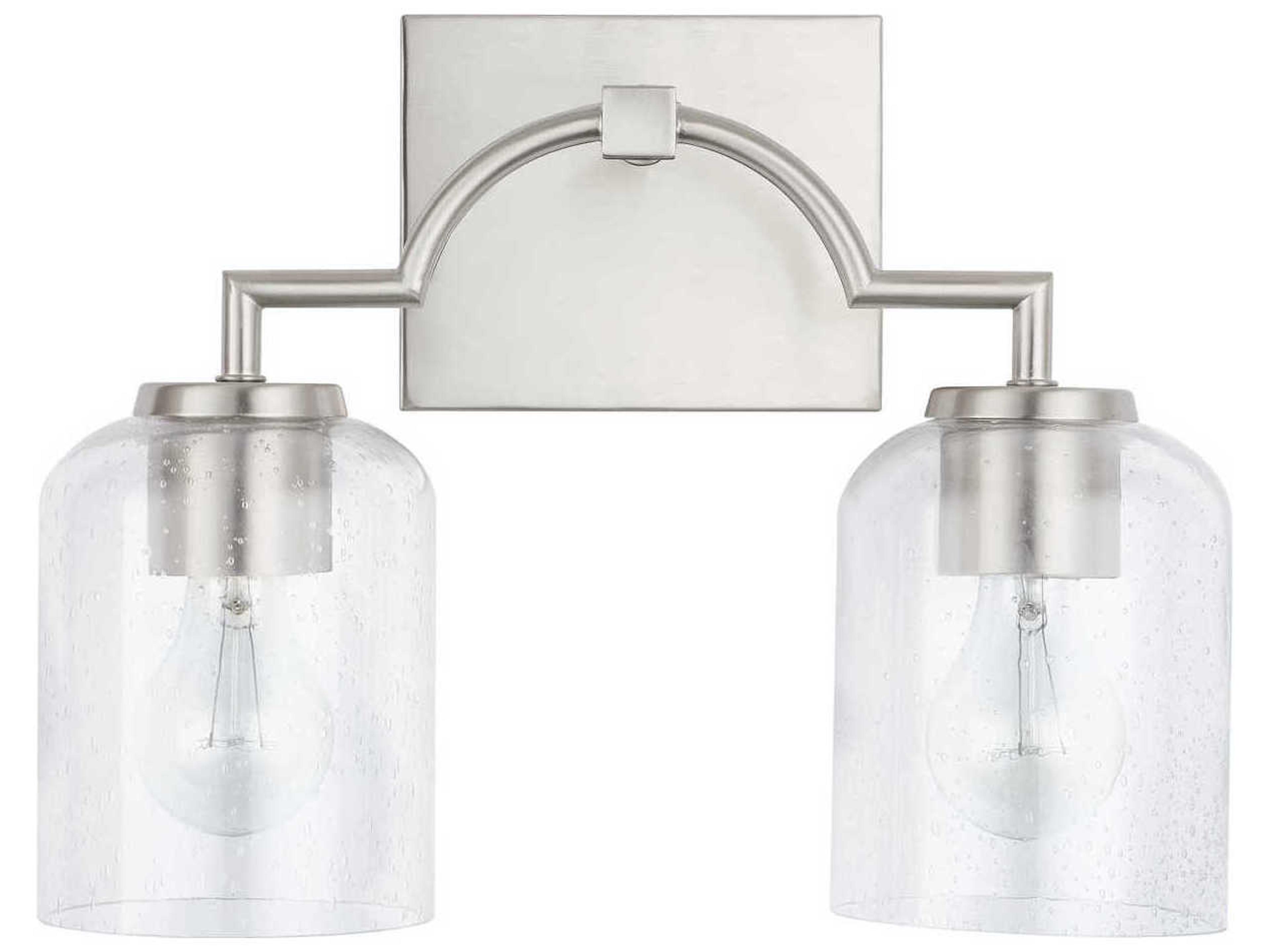 Carter 2-Light Brushed Nickel Glass Vanity Light