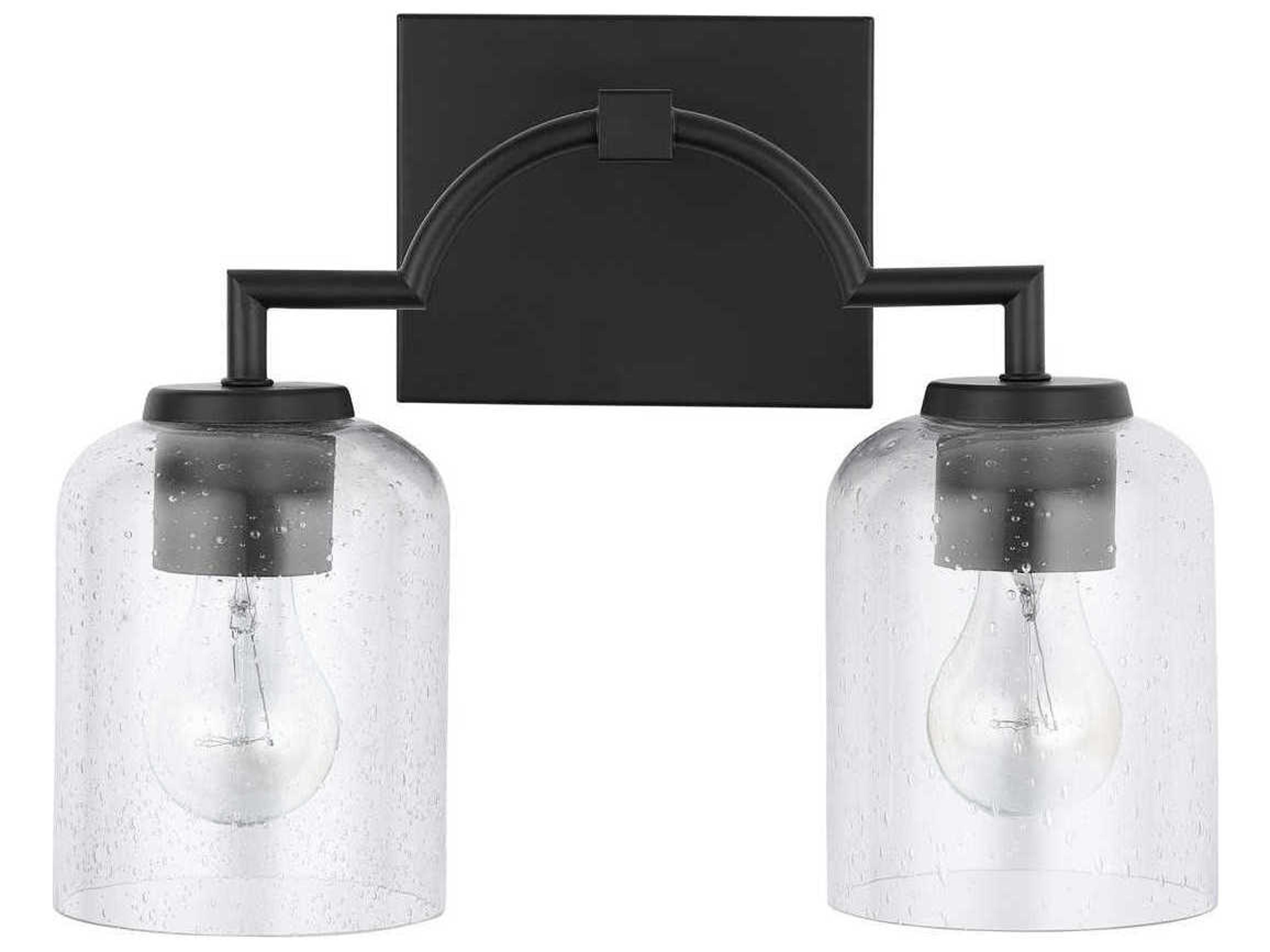 Carter 2-Light Matte Black Glass Vanity Light
