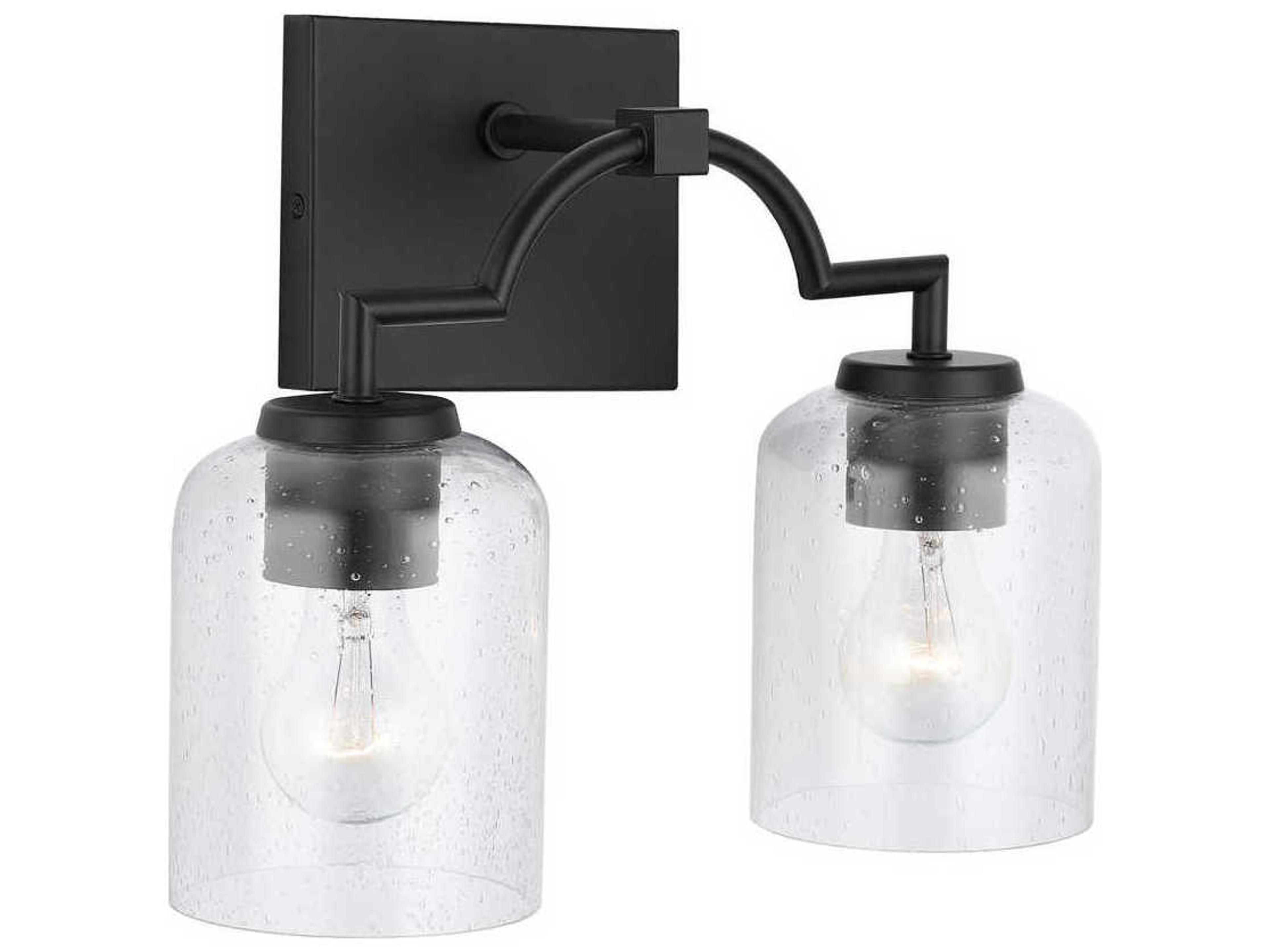 Capital Lighting Carter 2-Light Matte Black Glass Vanity Light