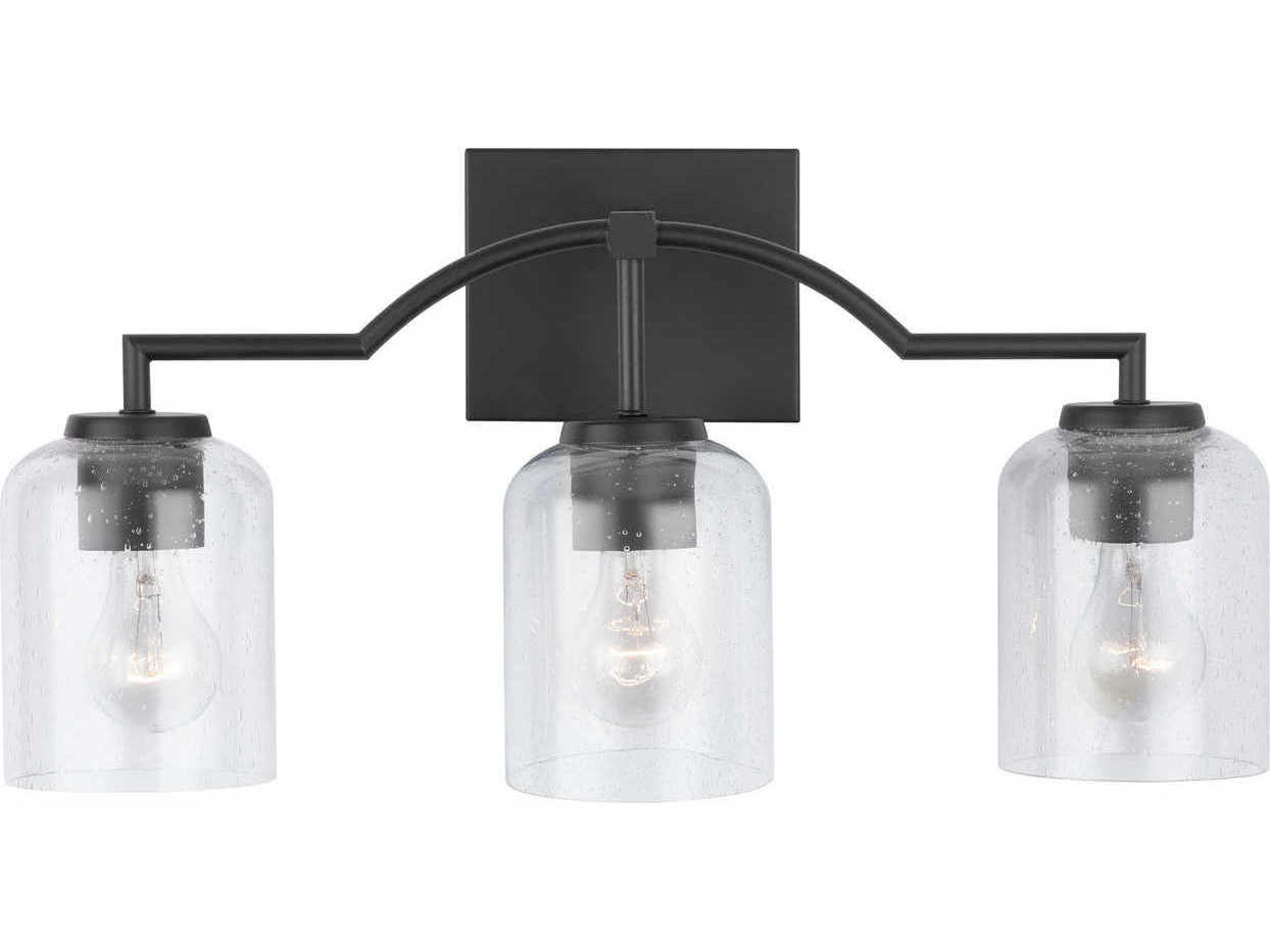 Carter 3-Light Matte Black Glass Vanity Light