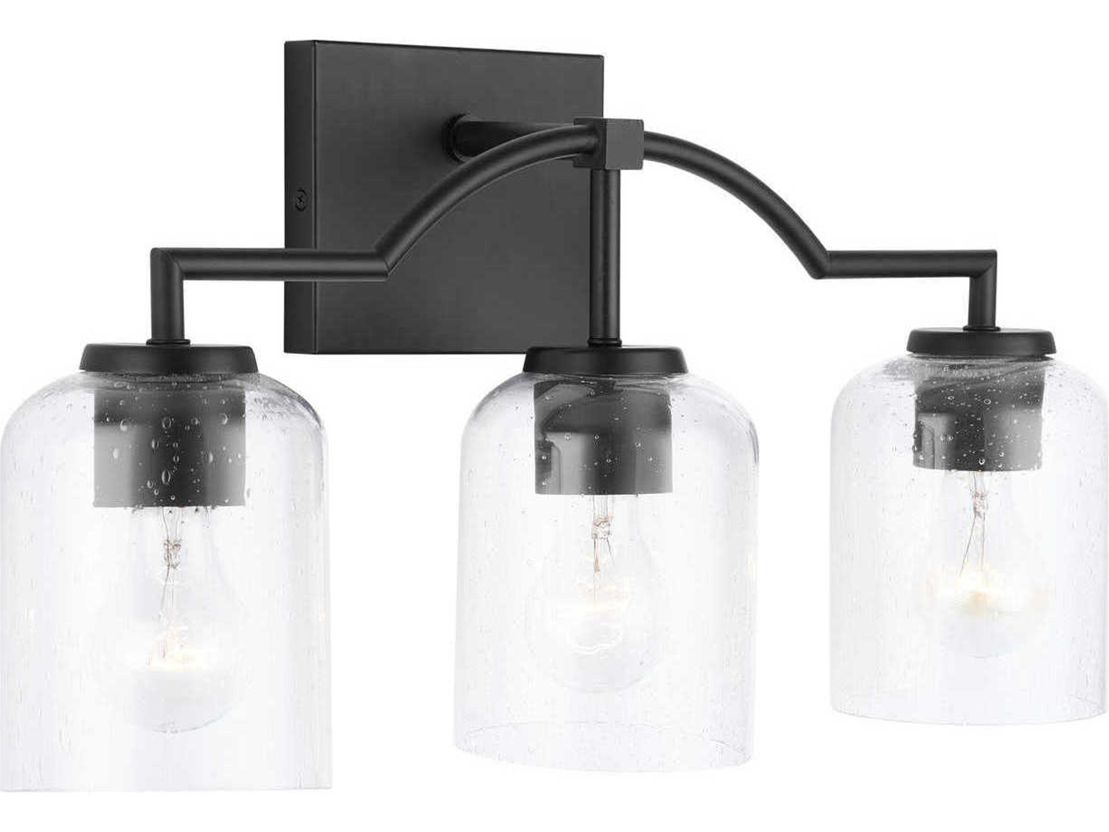 Capital Lighting Carter 3-Light Matte Black Glass Vanity Light