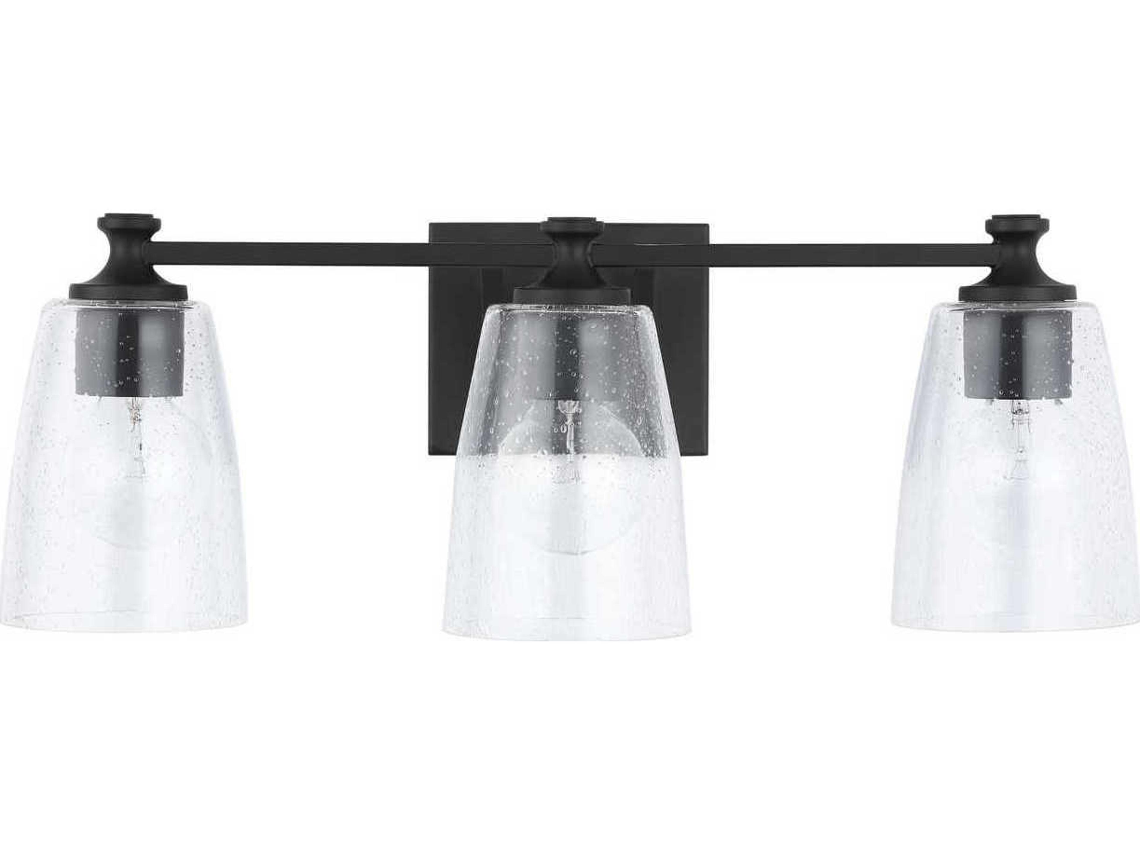 Myles 3-Light Matte Black Glass Vanity Light