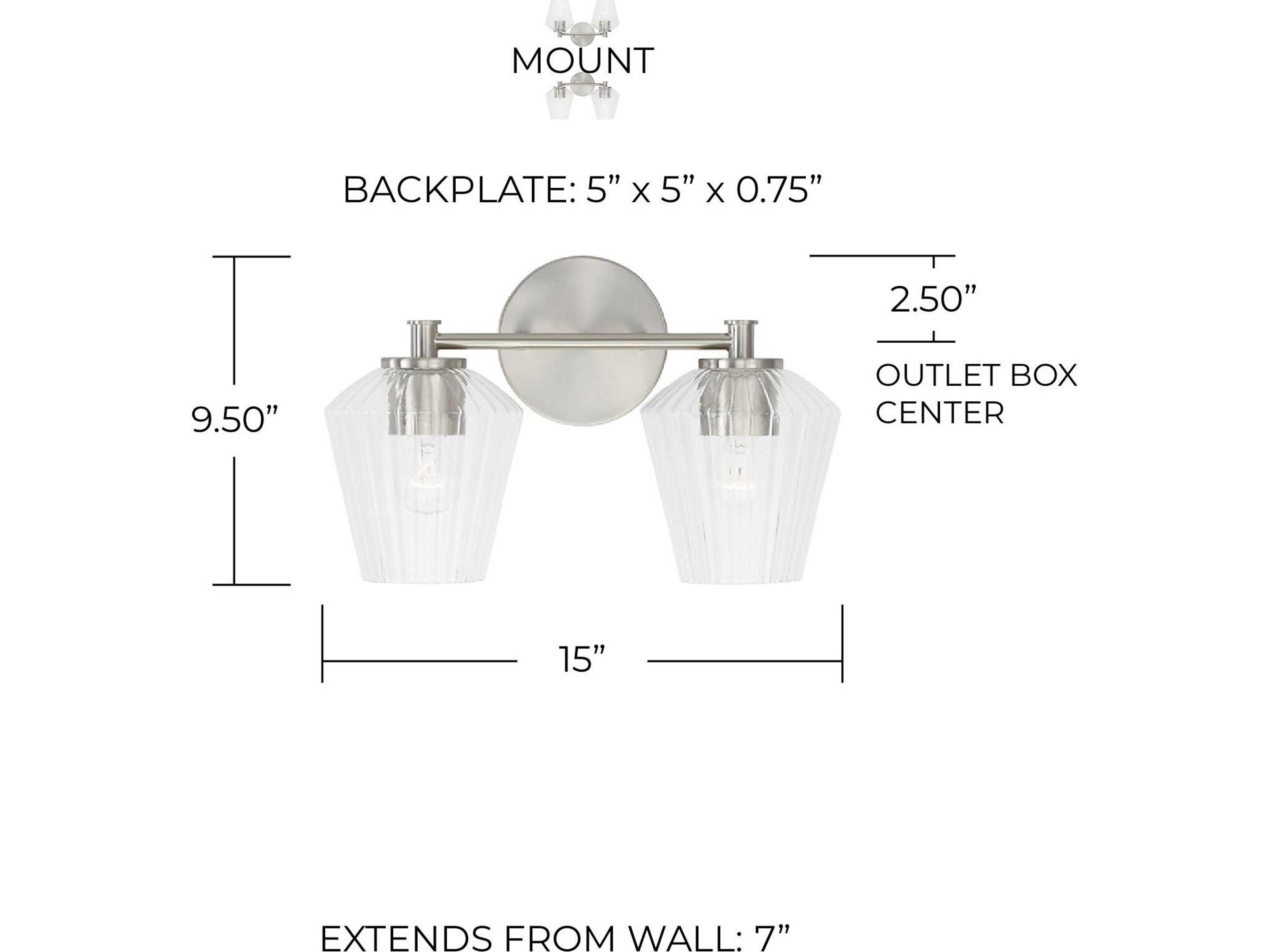 Capital Lighting Beau 2-Light Brushed Nickel Glass Vanity Light
