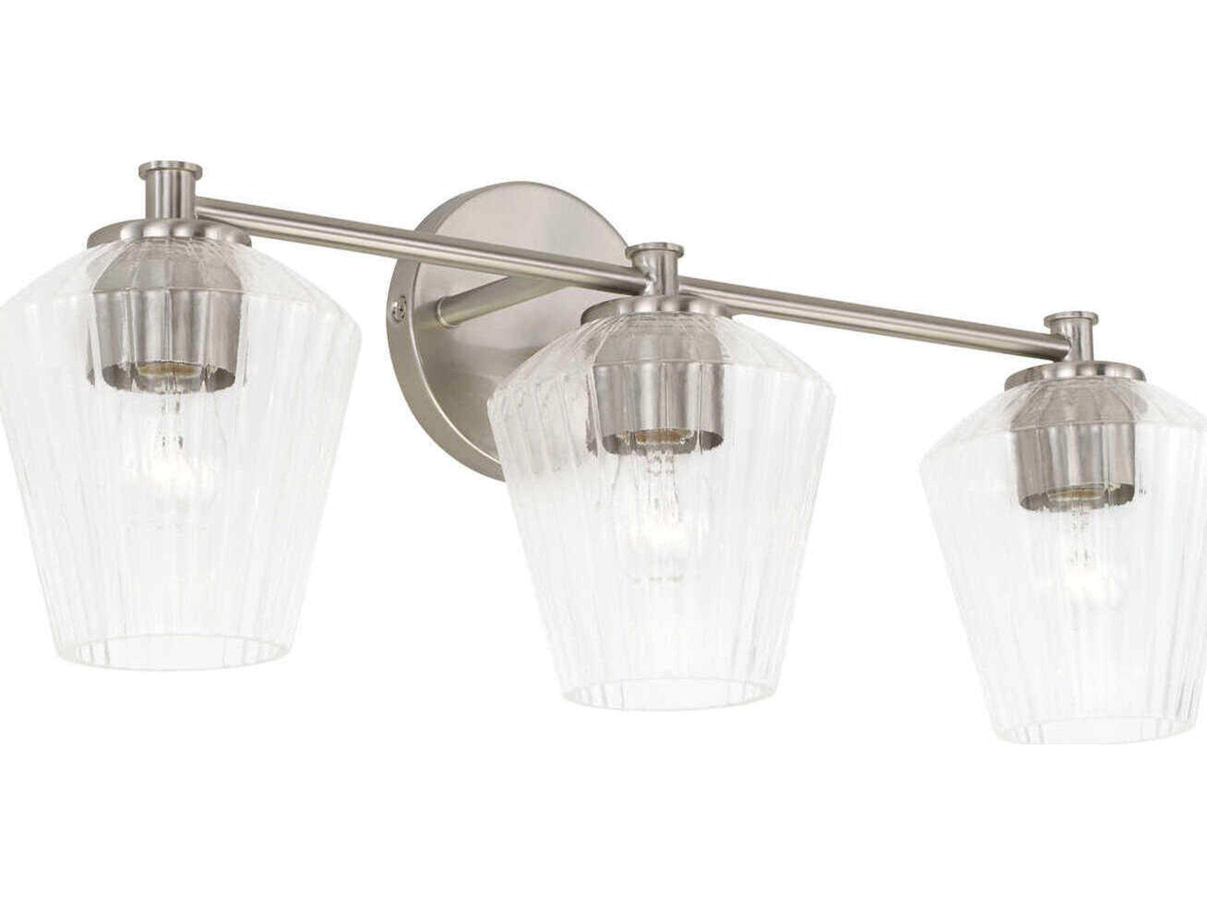 Beau 3-Light Brushed Nickel Glass Vanity Light