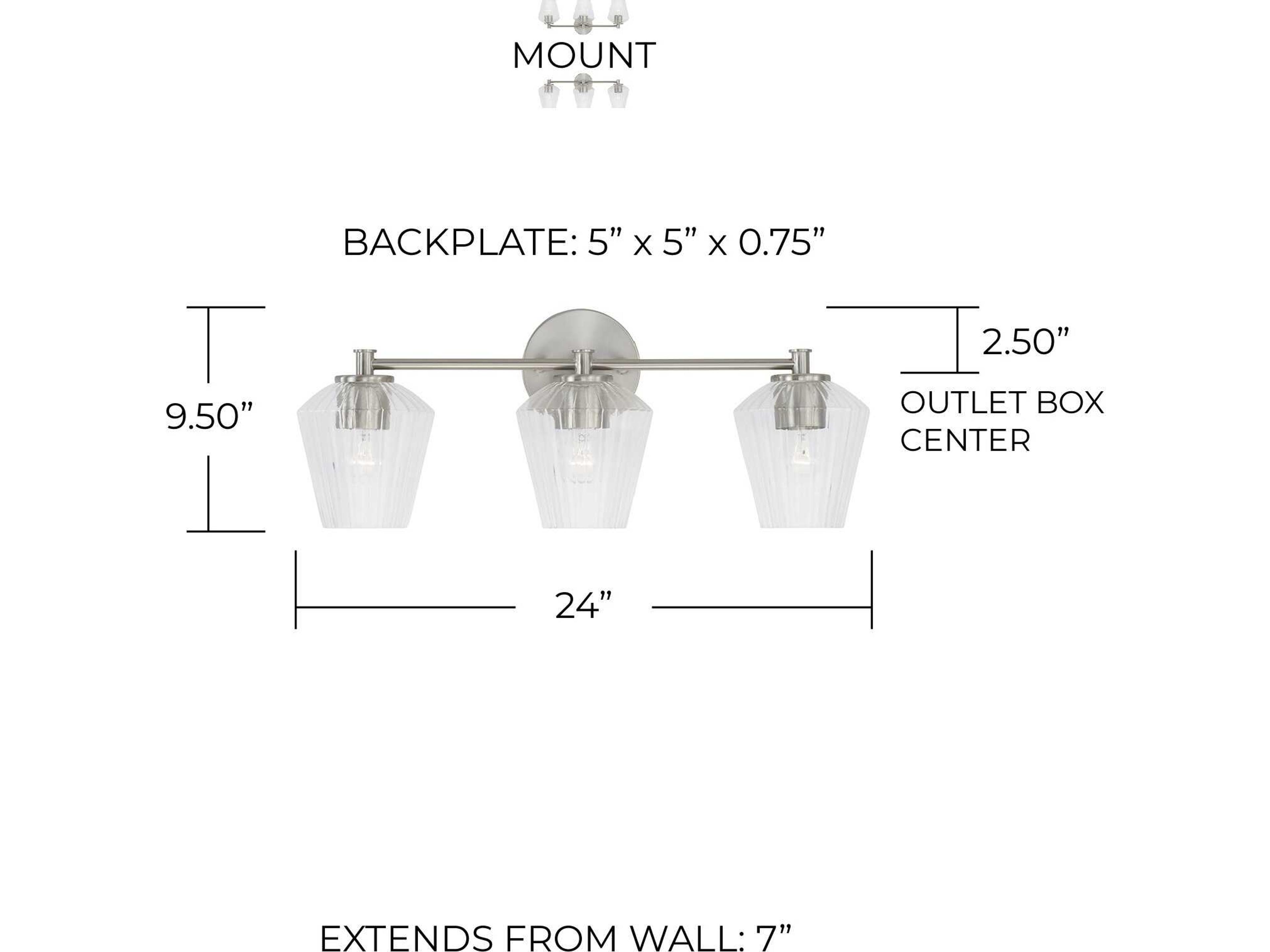 Capital Lighting Beau 3-Light Brushed Nickel Glass Vanity Light