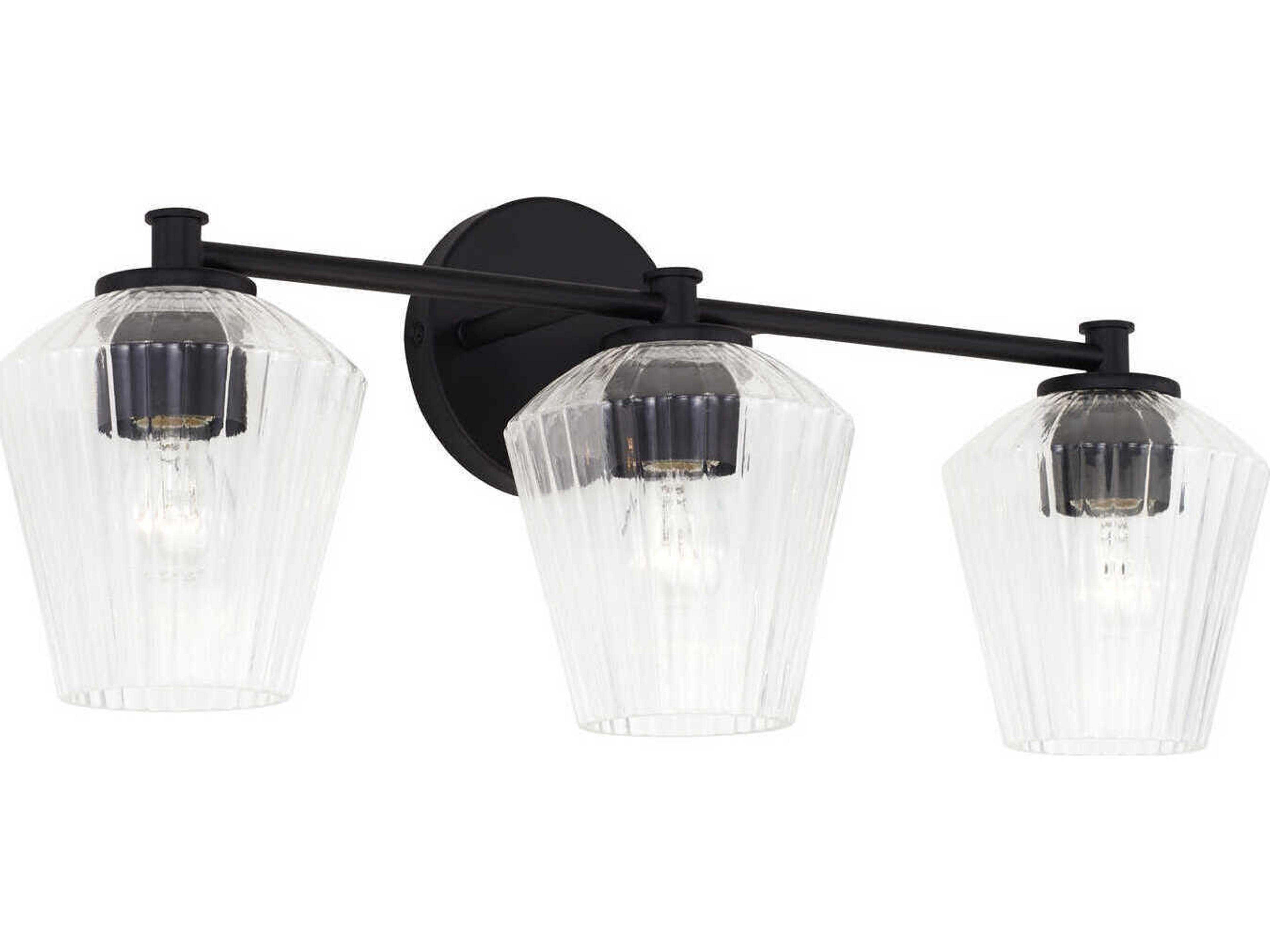 Beau 3-Light Matte Black Glass Vanity Light