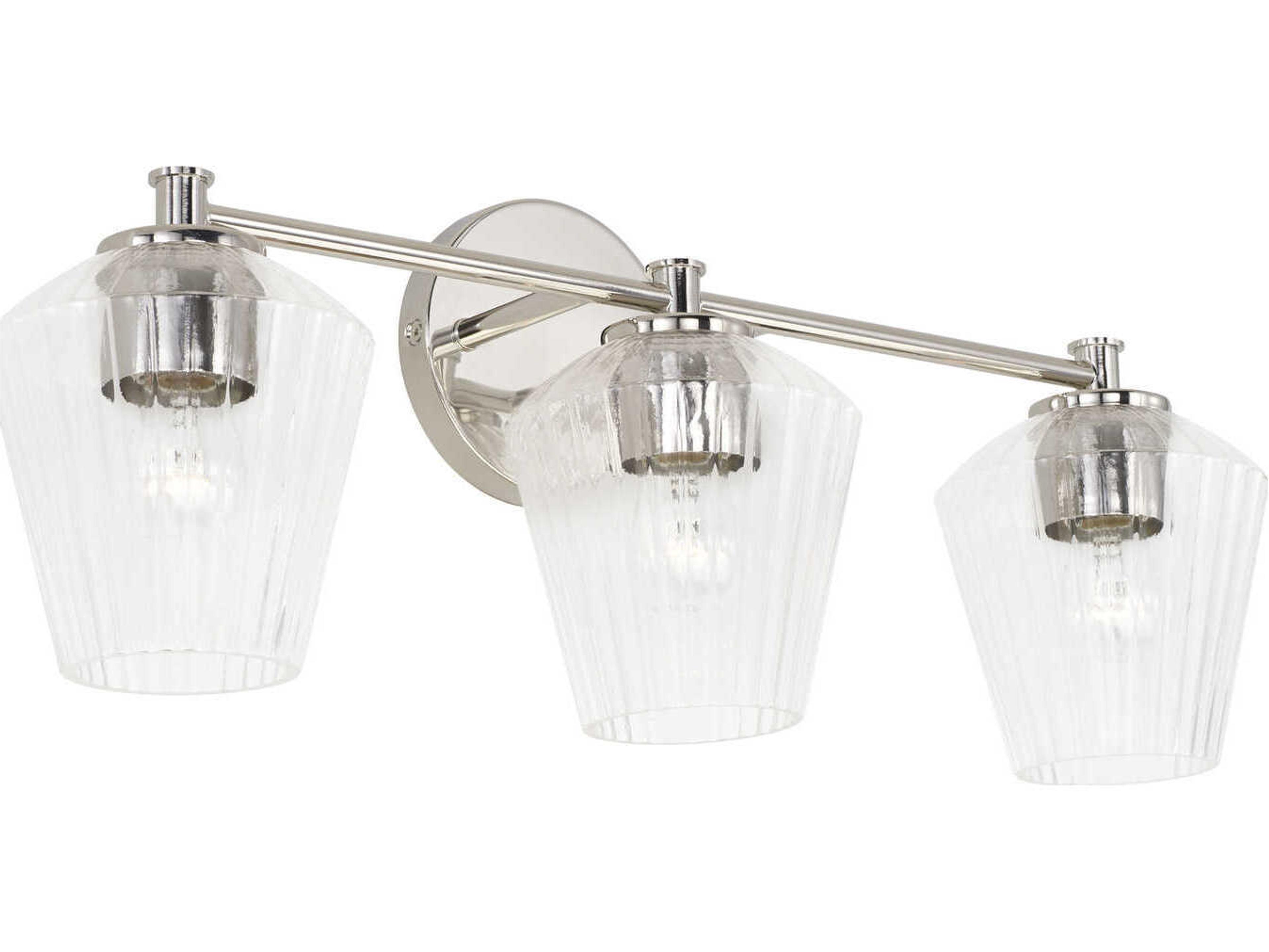 Beau 3-Light Polished Nickel Glass Vanity Light