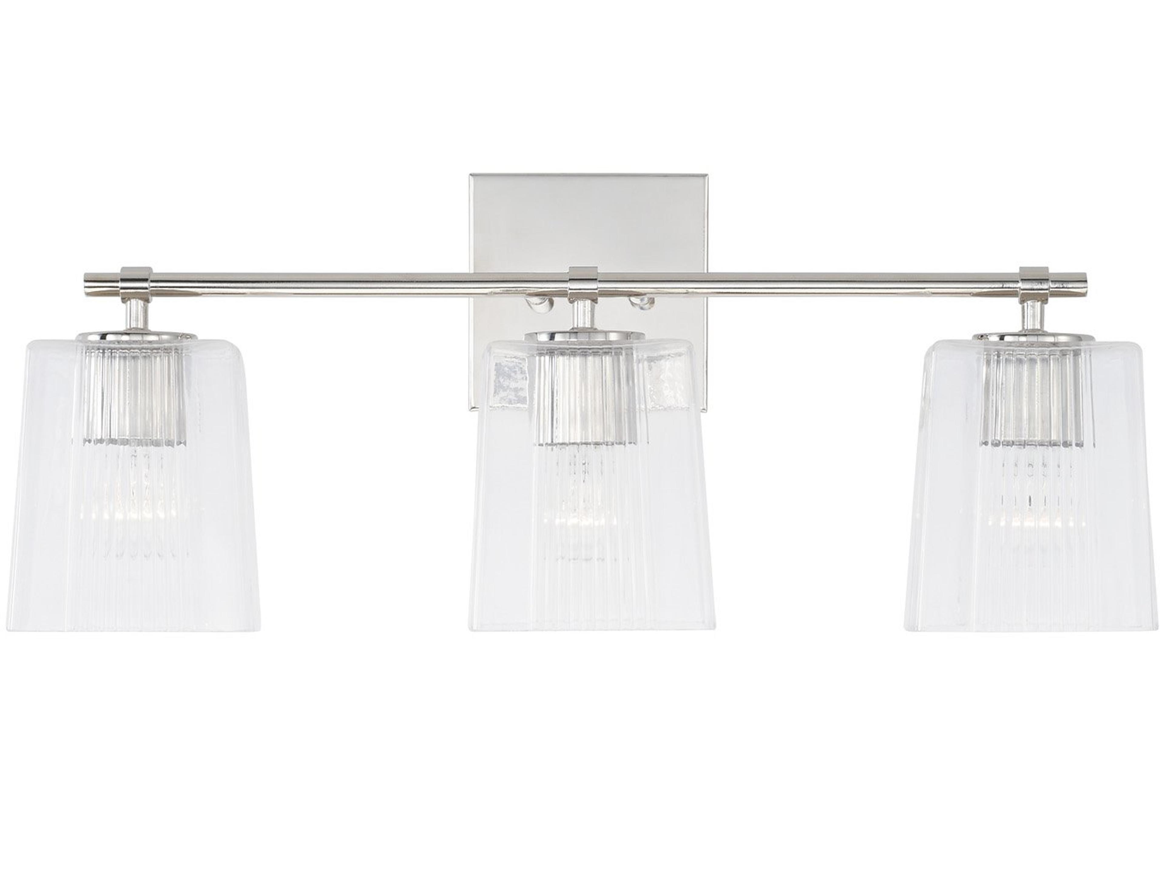 Capital Lighting Lexi 3-Light Polished Nickel Glass Vanity Light
