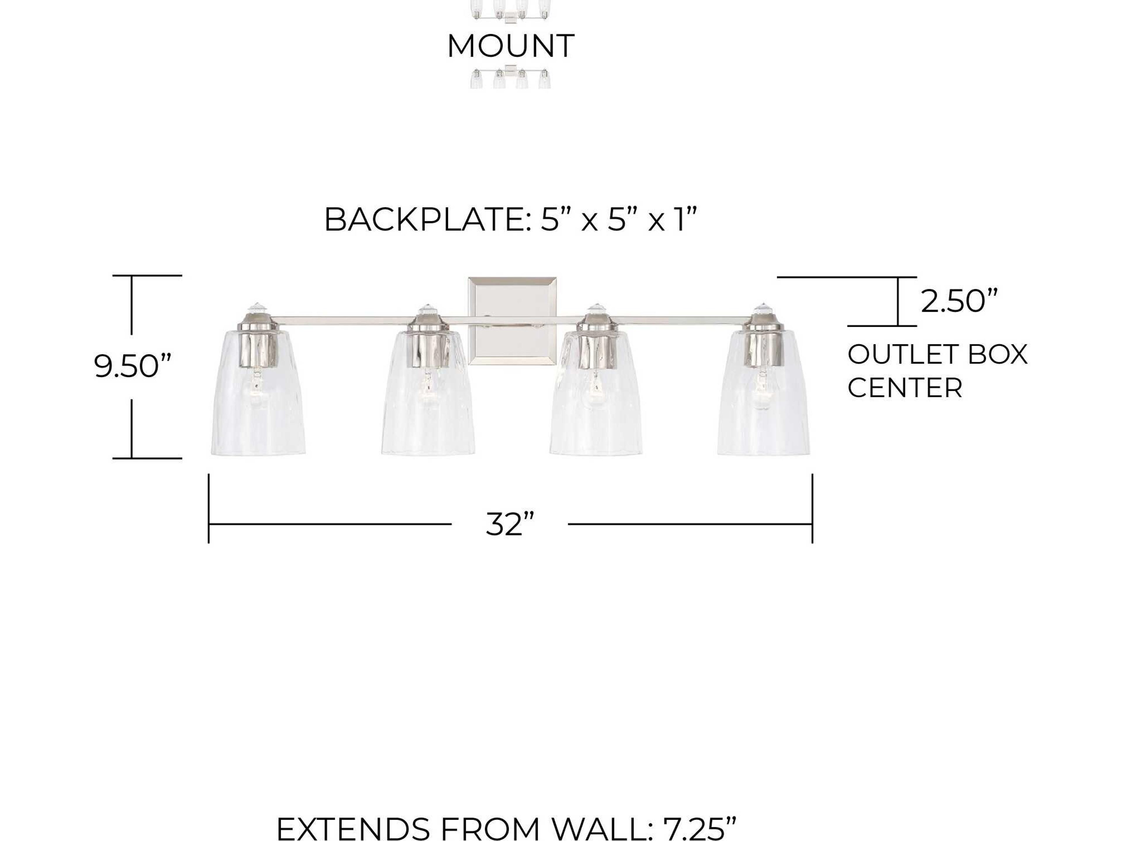Capital Lighting Laurent 4-Light Polished Nickel Crystal Glass Vanity Light