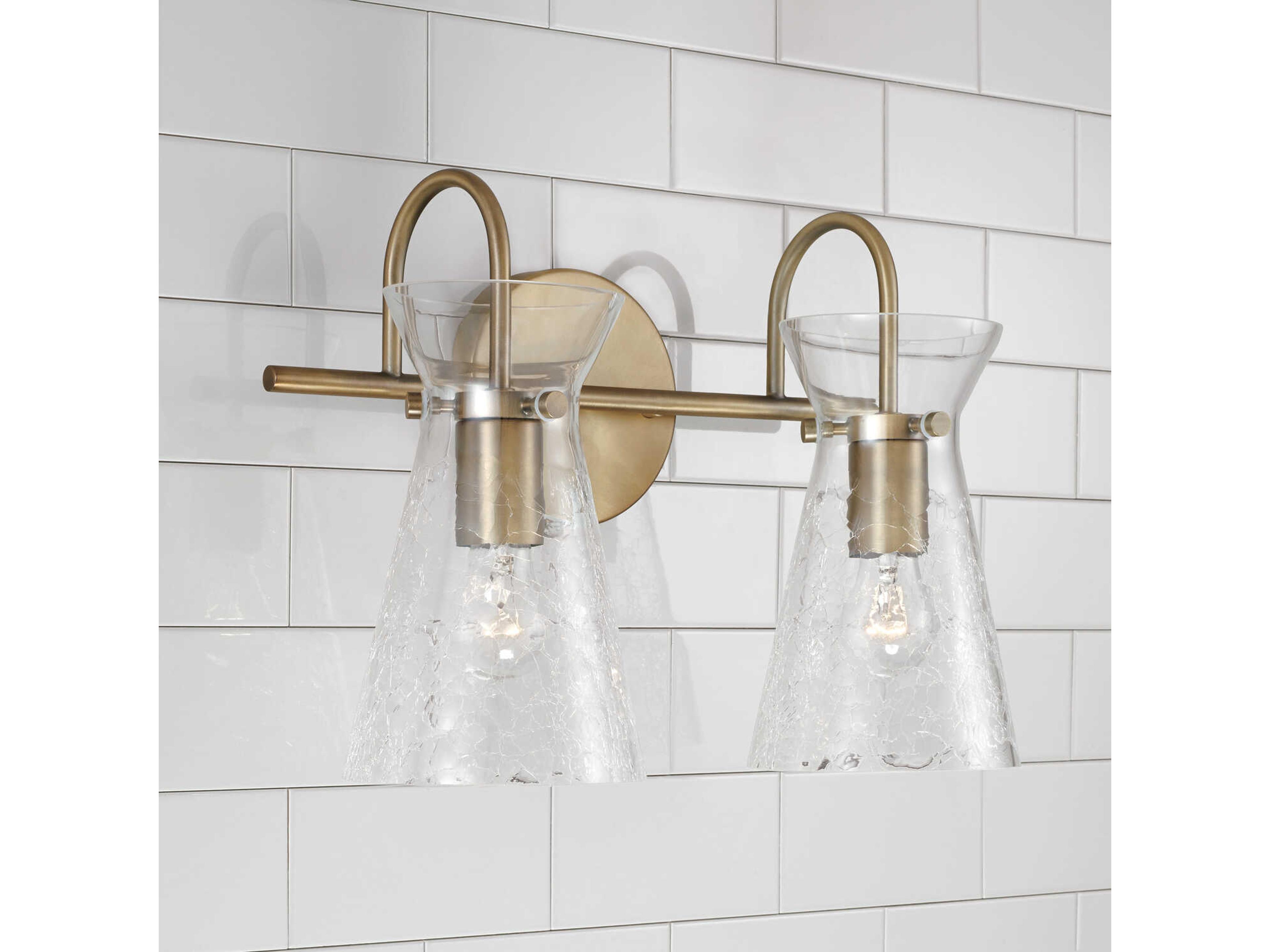 Capital Lighting Mila 2-Light Aged Brass Glass Vanity Light