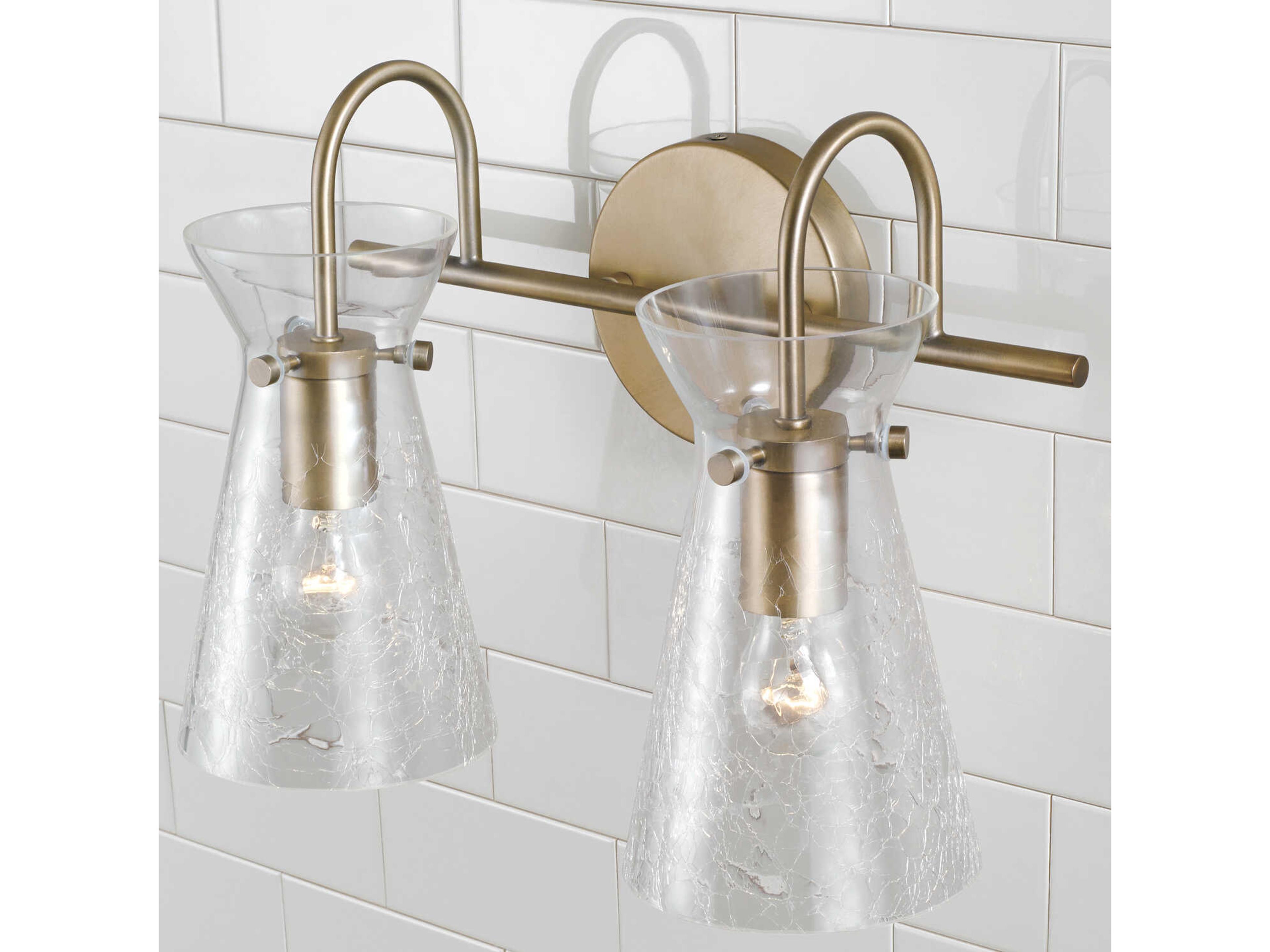 Capital Lighting Mila 2-Light Aged Brass Glass Vanity Light