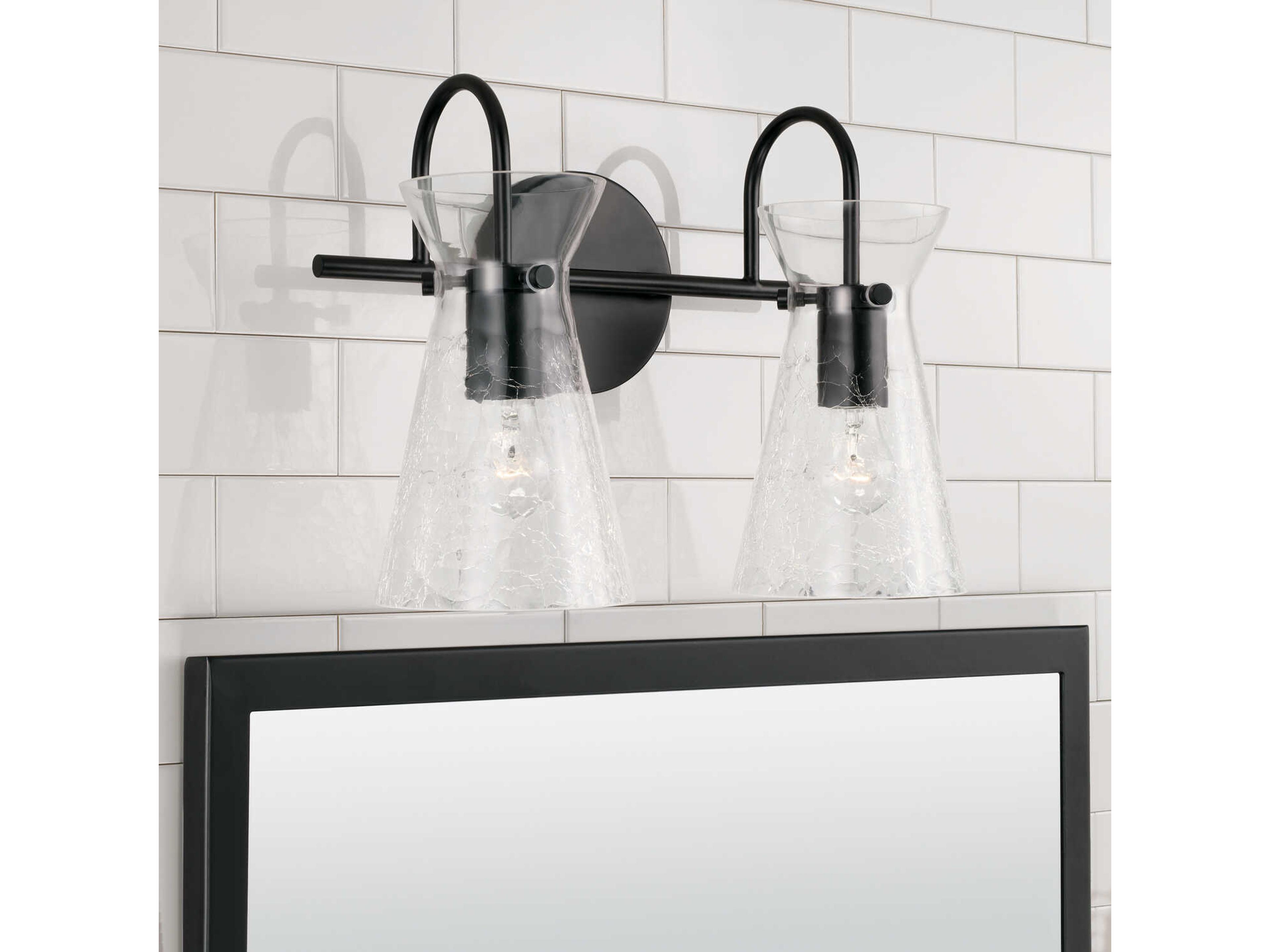 Capital Lighting Mila 2-Light Matte Black Glass Vanity Light