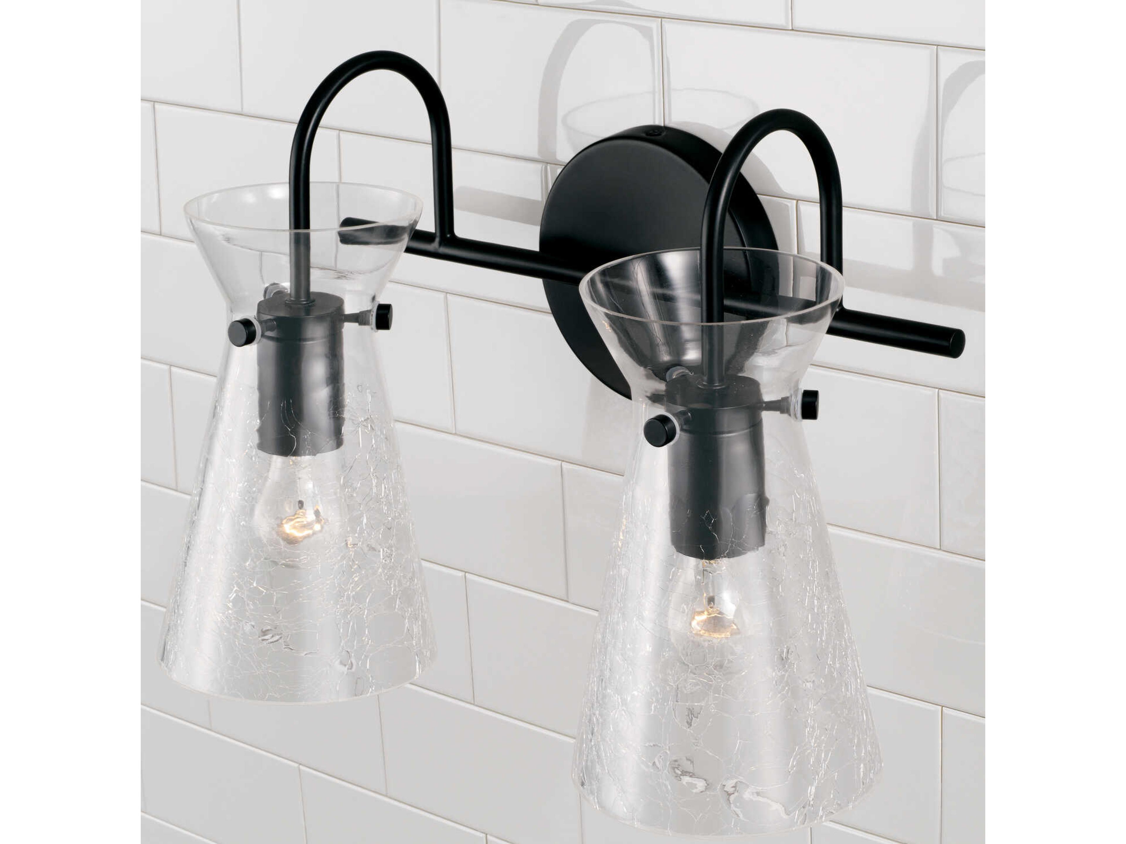 Capital Lighting Mila 2-Light Matte Black Glass Vanity Light