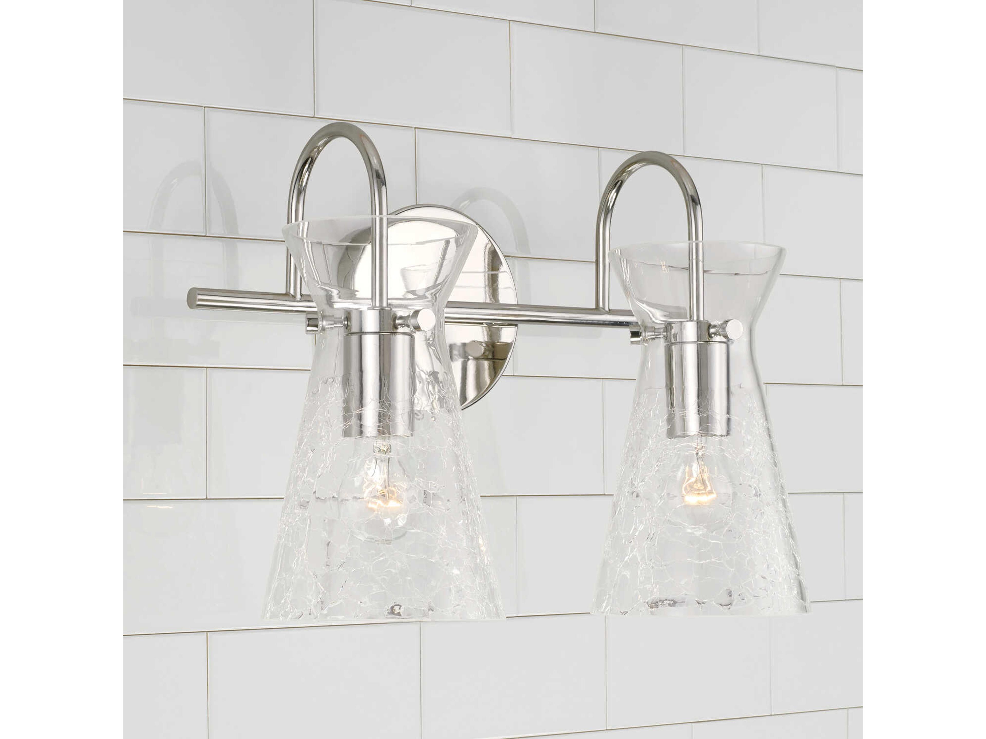 Capital Lighting Mila 2-Light Polished Nickel Glass Vanity Light