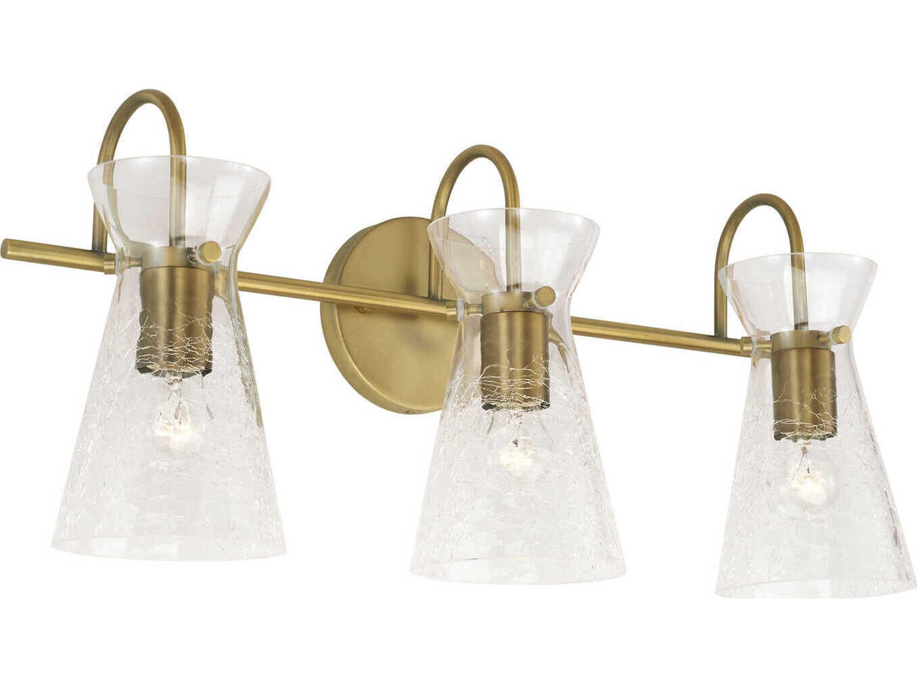 Mila 3-Light Aged Brass Glass Vanity Light