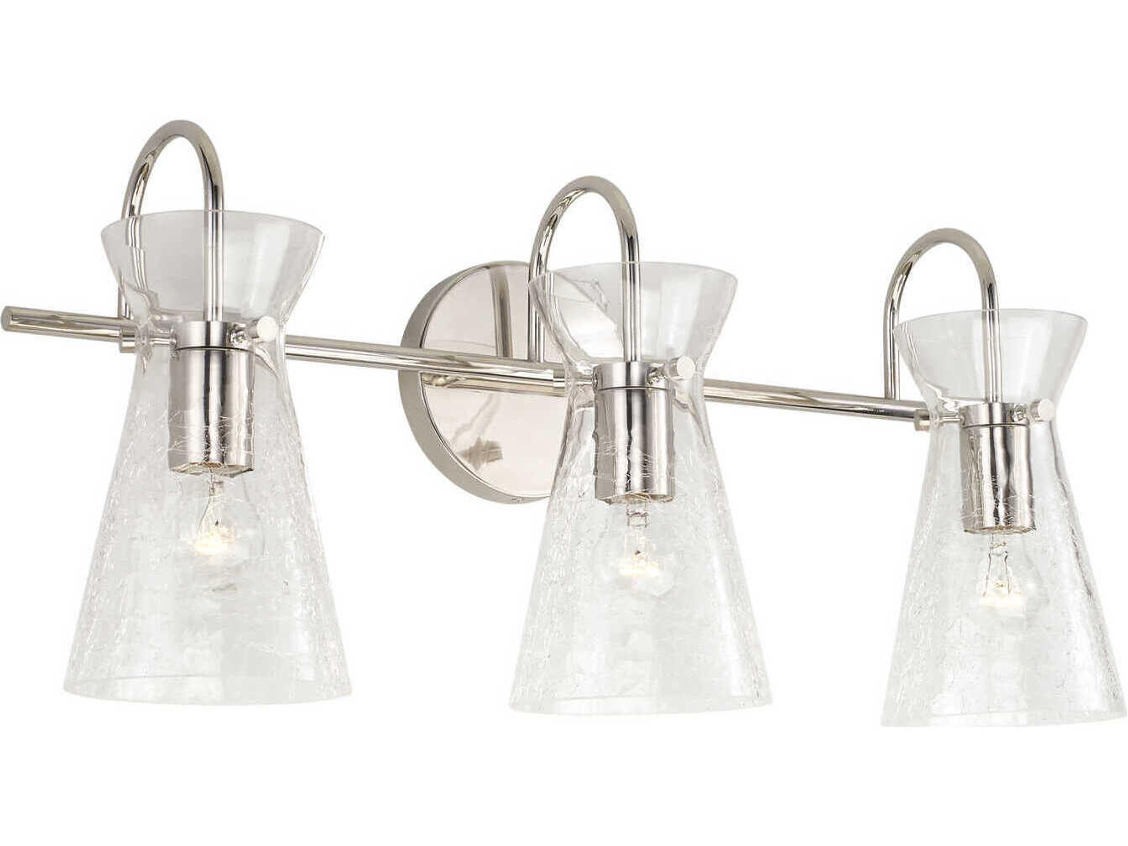 Mila 3-Light Polished Nickel Glass Vanity Light