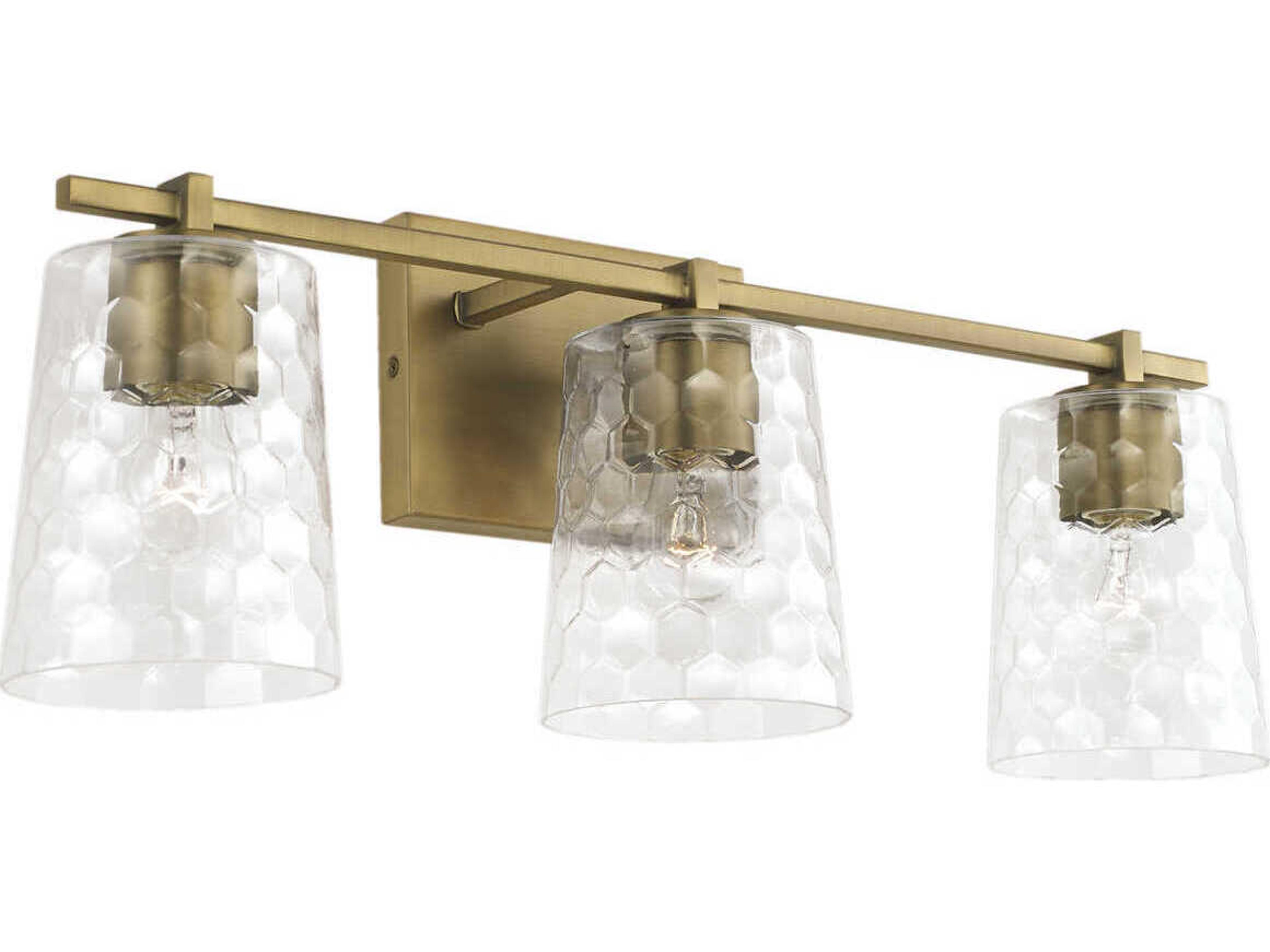 Burke 3-Light Aged Brass Glass Vanity Light