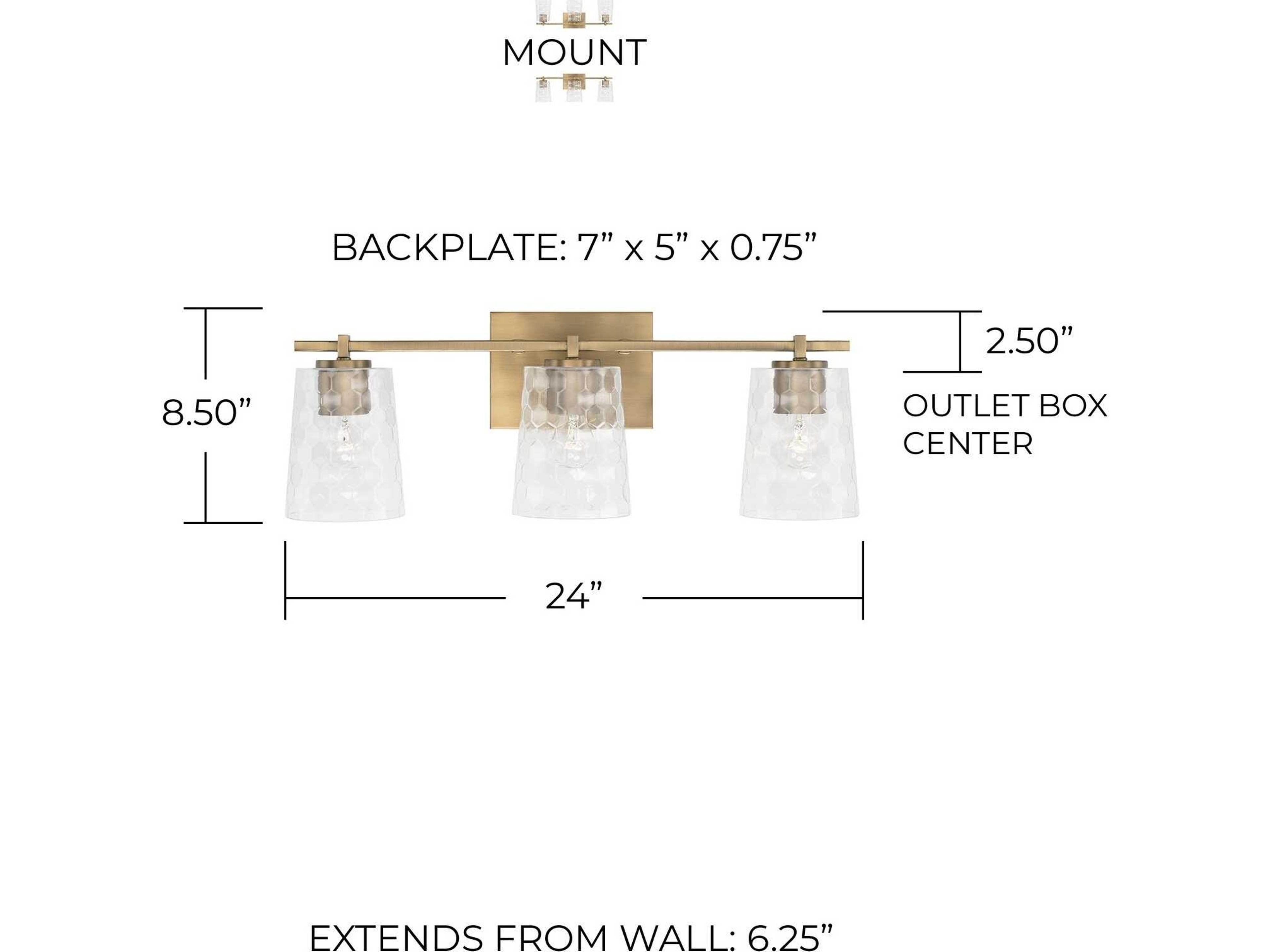 Capital Lighting Burke 3-Light Aged Brass Glass Vanity Light