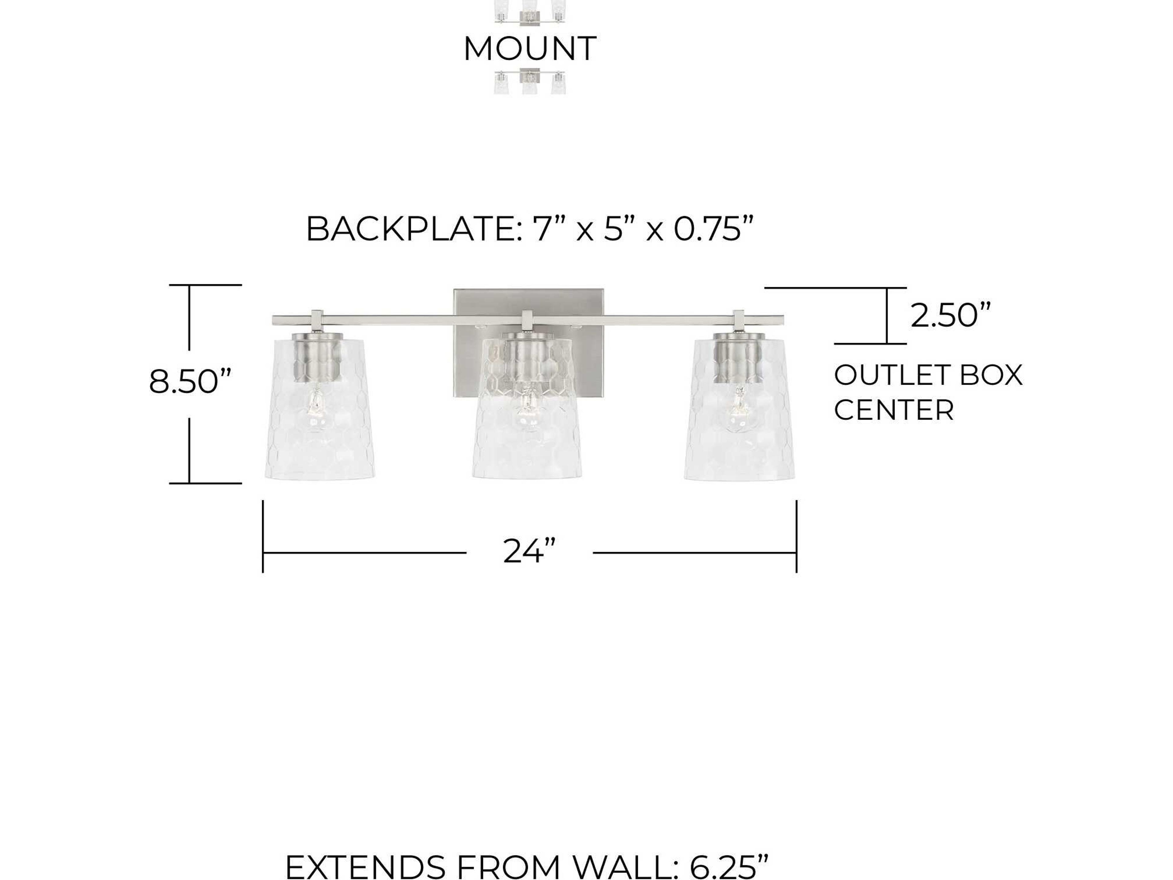 Capital Lighting Burke 3-Light Brushed Nickel Glass Vanity Light
