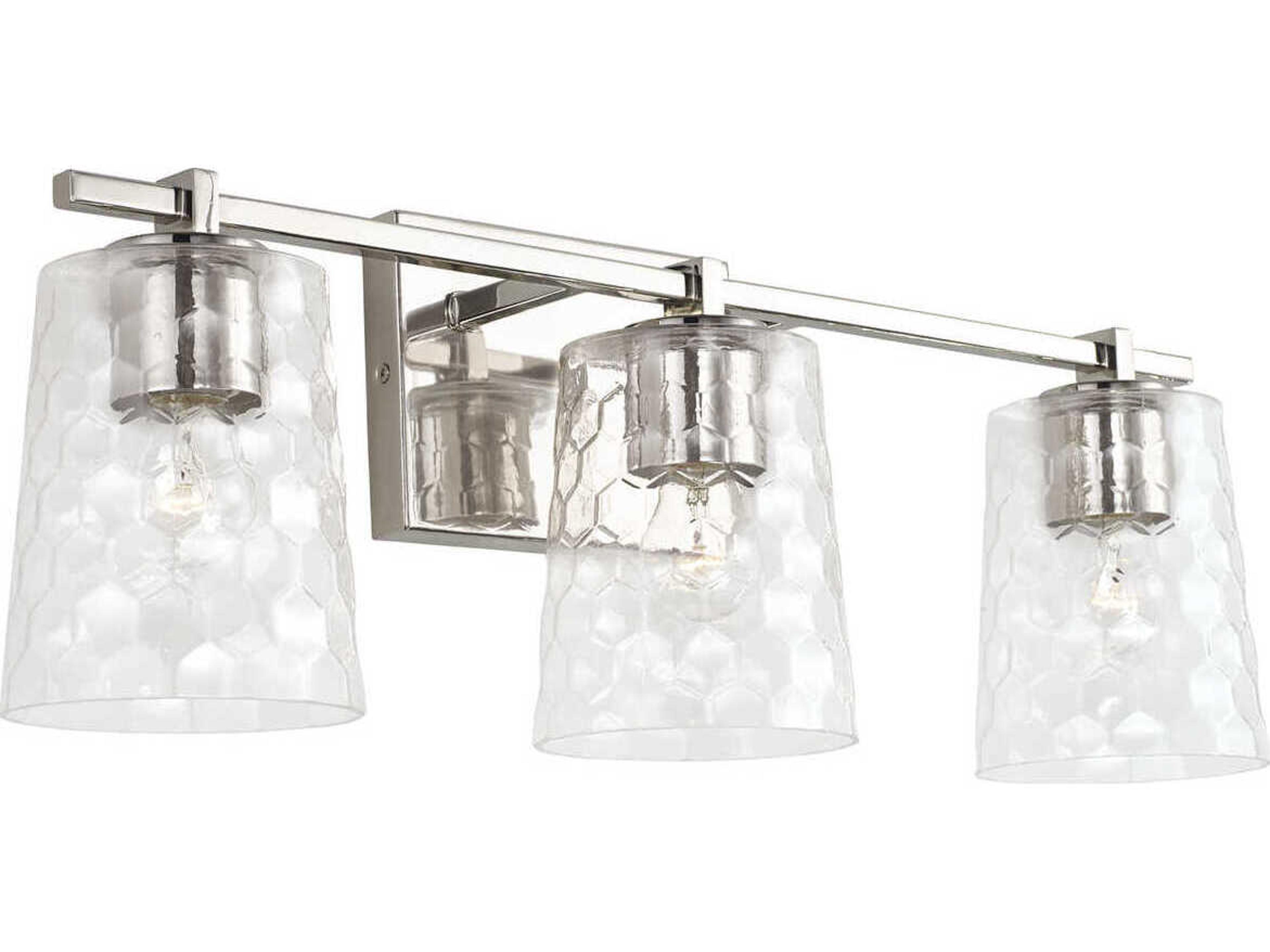 Burke 3-Light Polished Nickel Glass Vanity Light