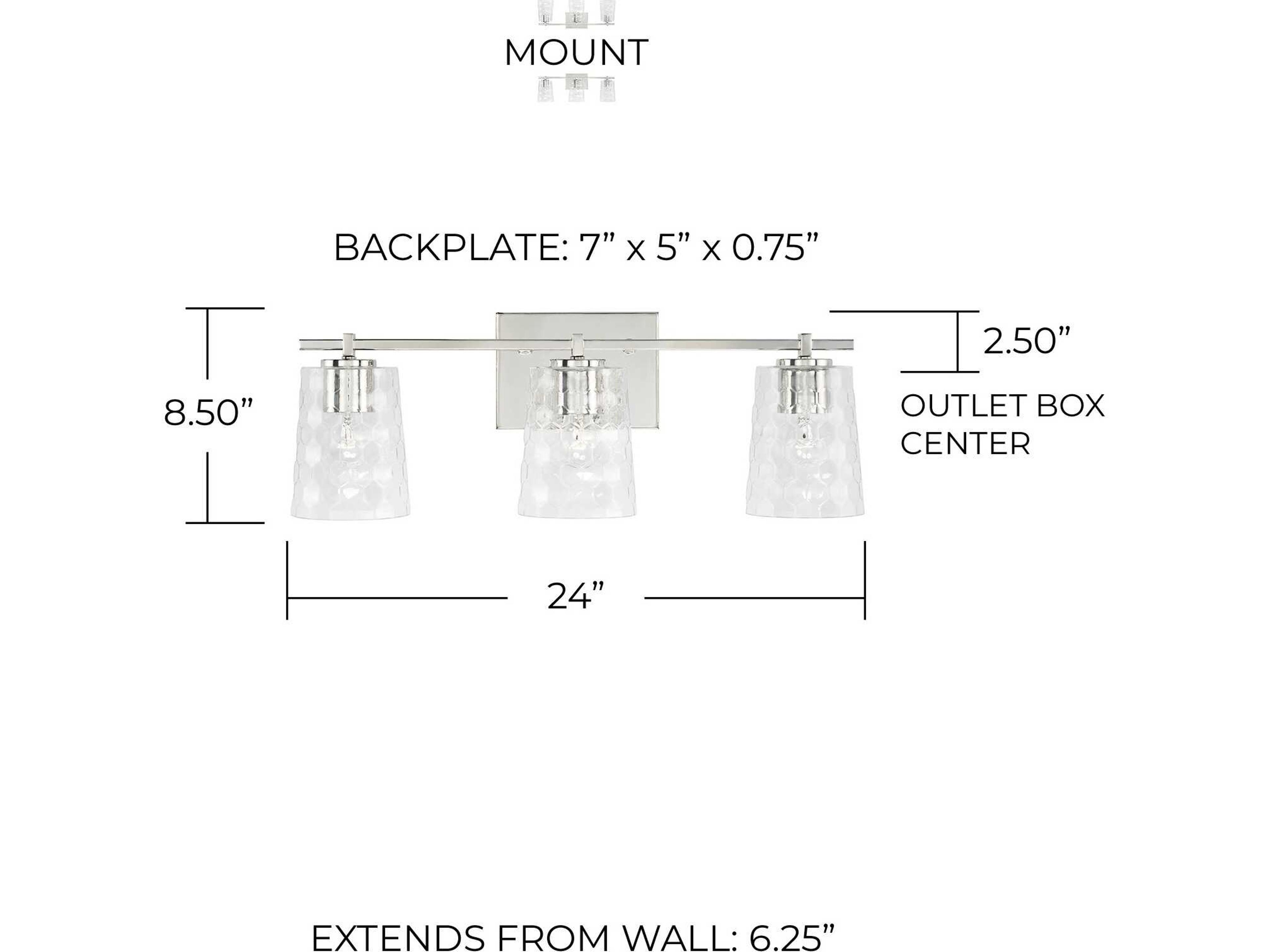 Capital Lighting Burke 3-Light Polished Nickel Glass Vanity Light