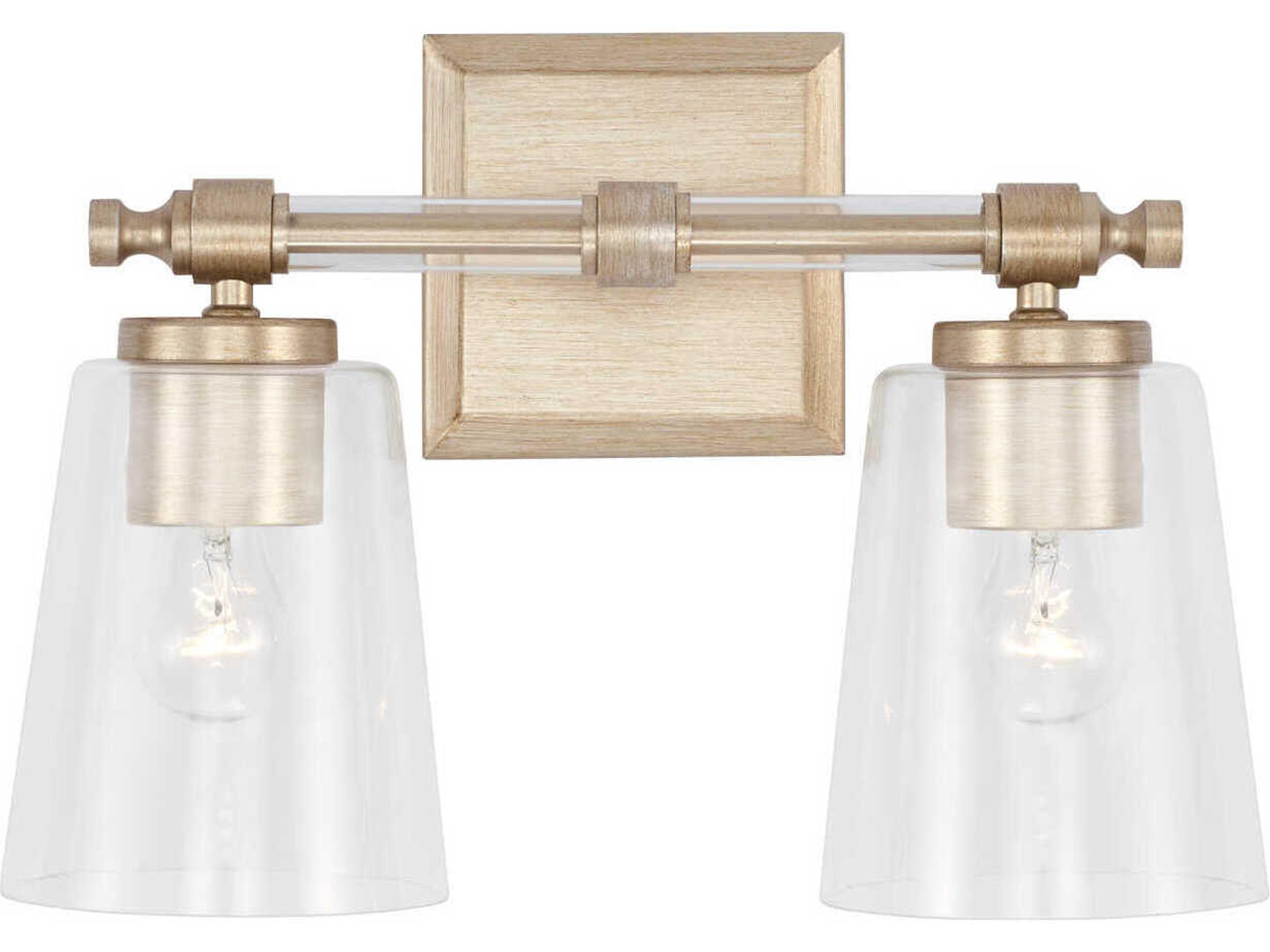 Capital Lighting Breigh 2-Light Brushed Champagne Brass Glass Vanity Light