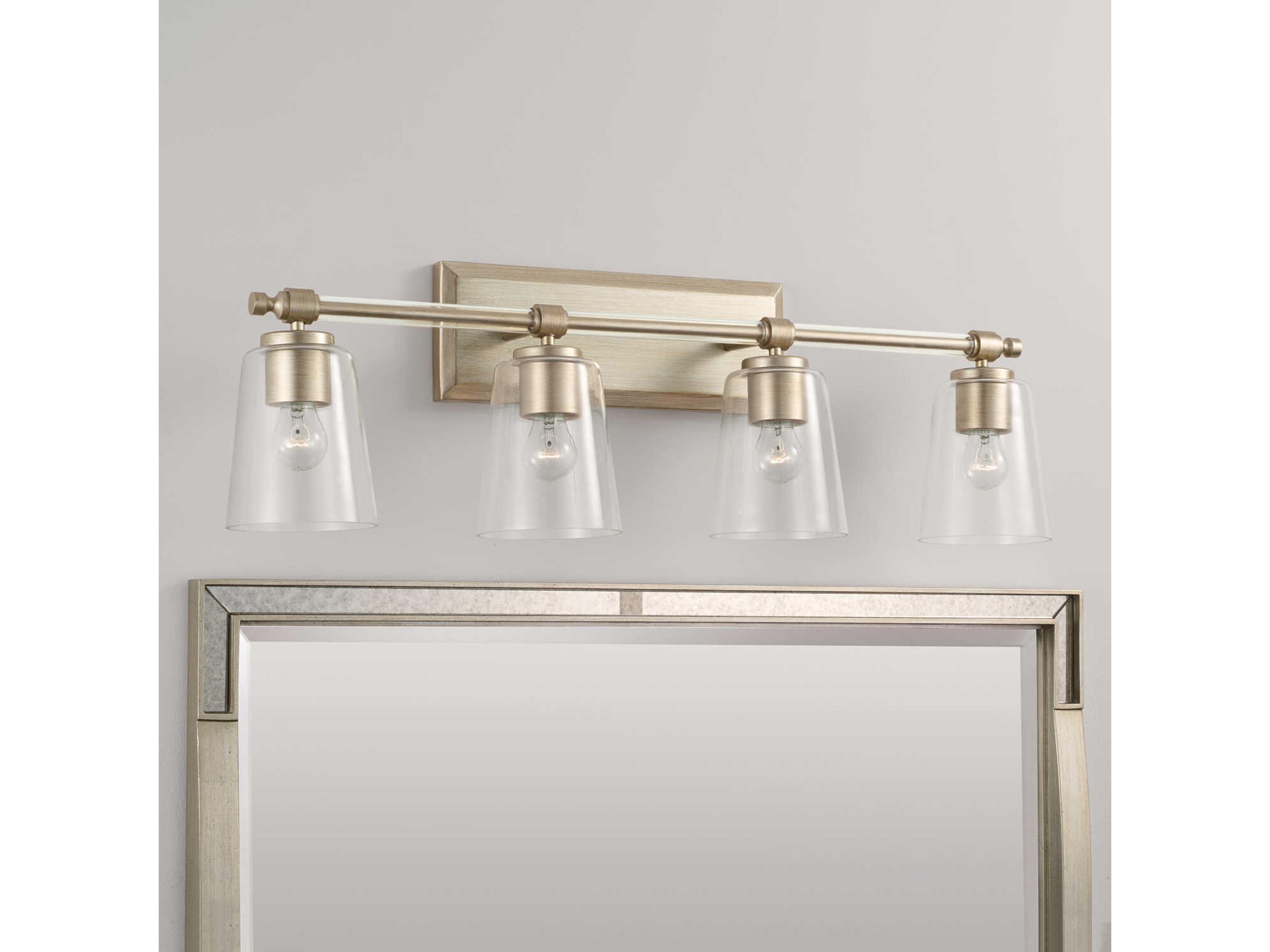 Capital Lighting Breigh 4-Light Brushed Champagne Brass Glass Vanity Light