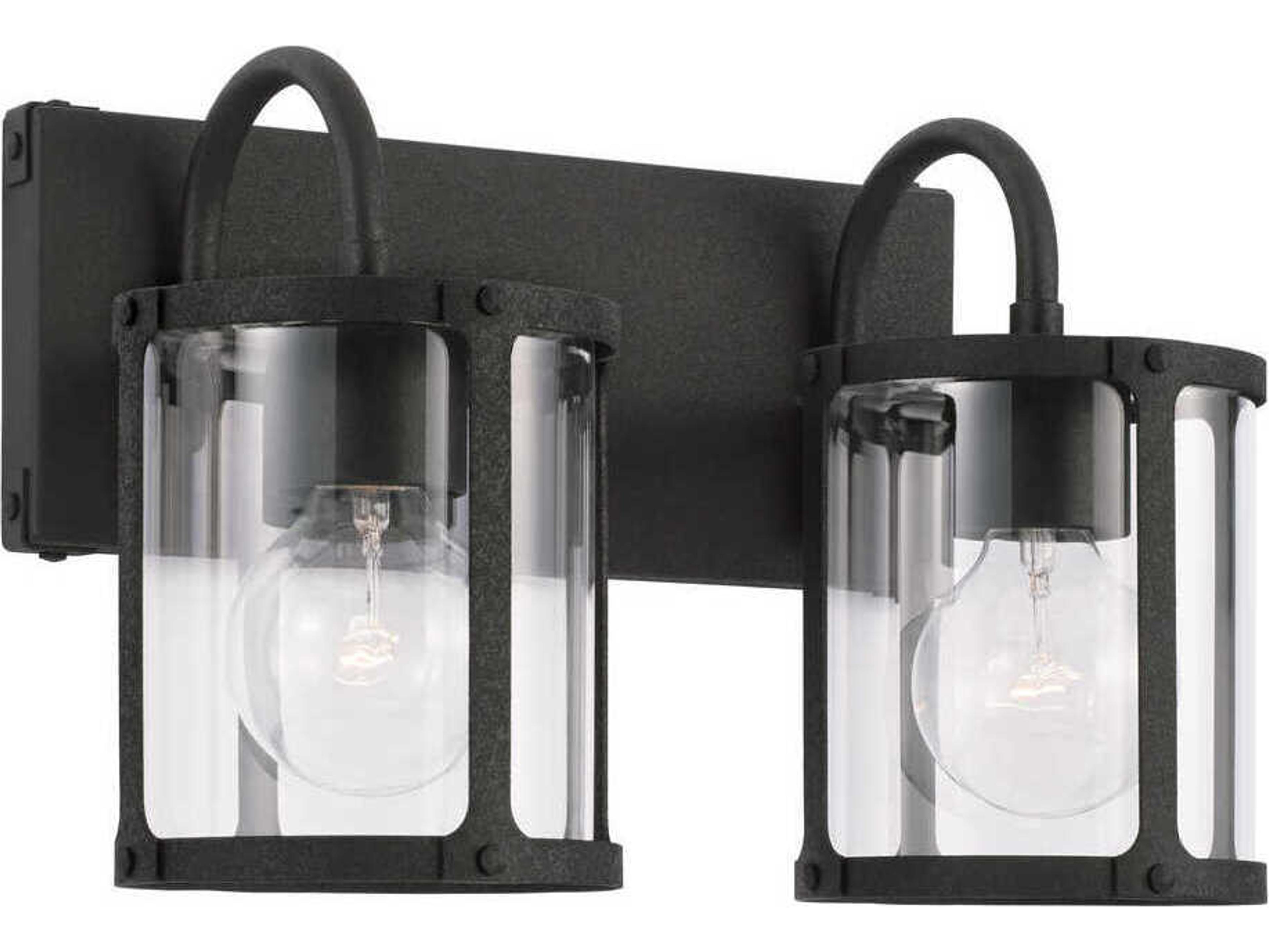 Brennen 2-Light Black Iron Glass Vanity Light