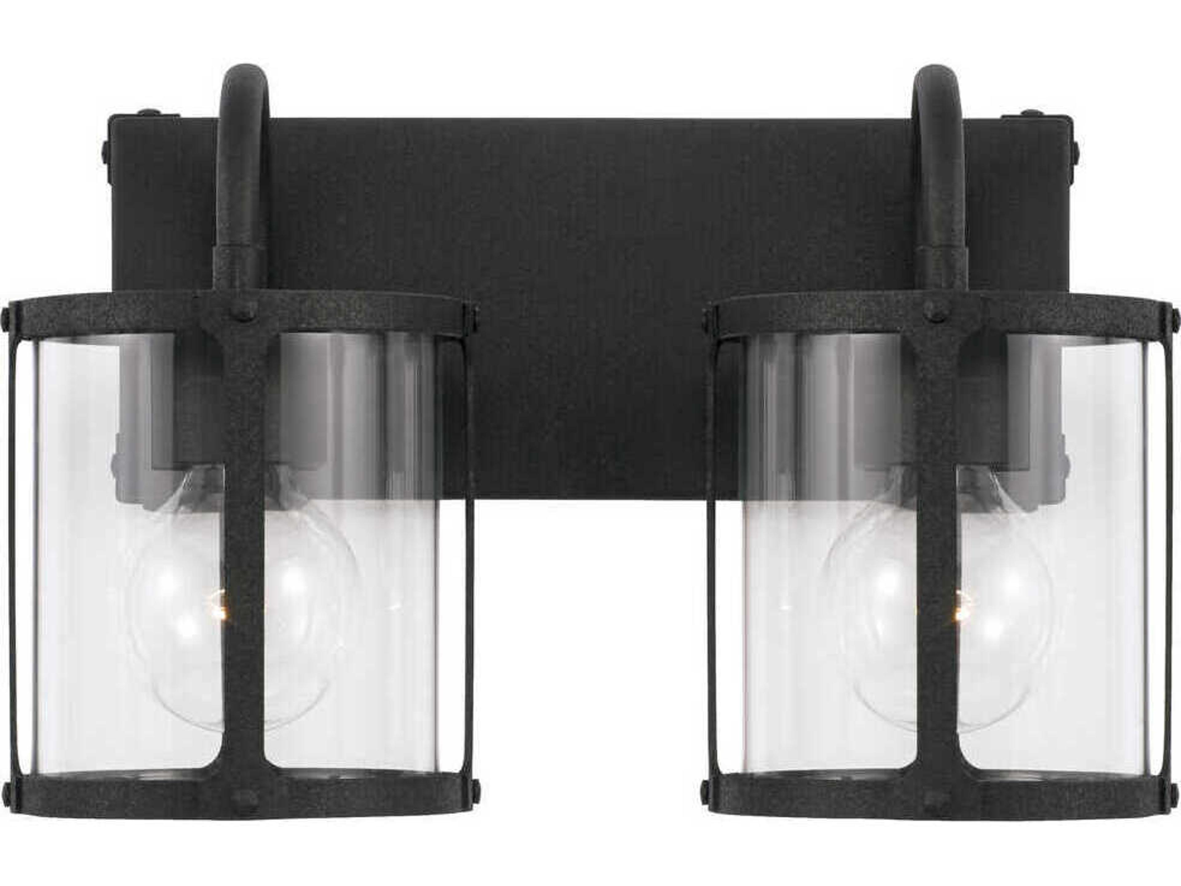 Capital Lighting Brennen 2-Light Black Iron Glass Vanity Light
